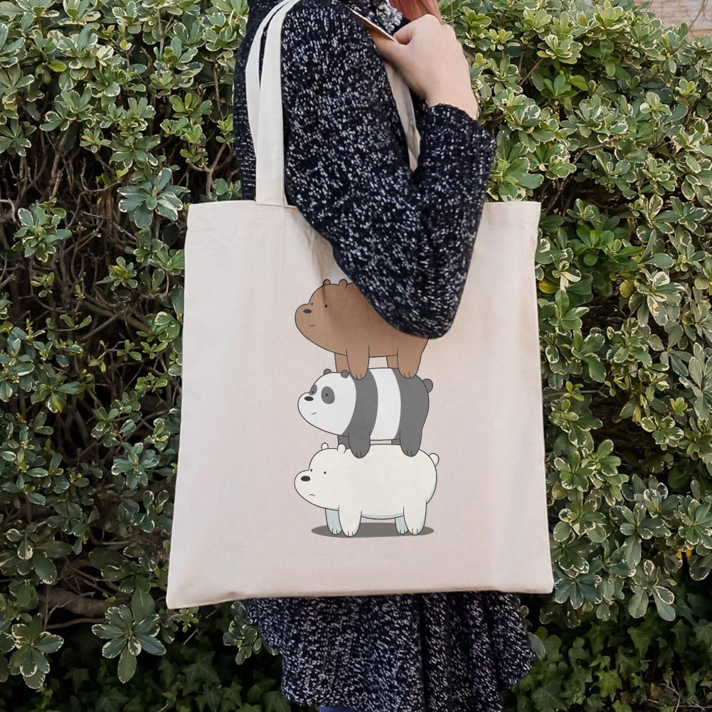 Graphics & More We Bare Bears Bear Stack Grocery Travel Reusable Tote Bag
