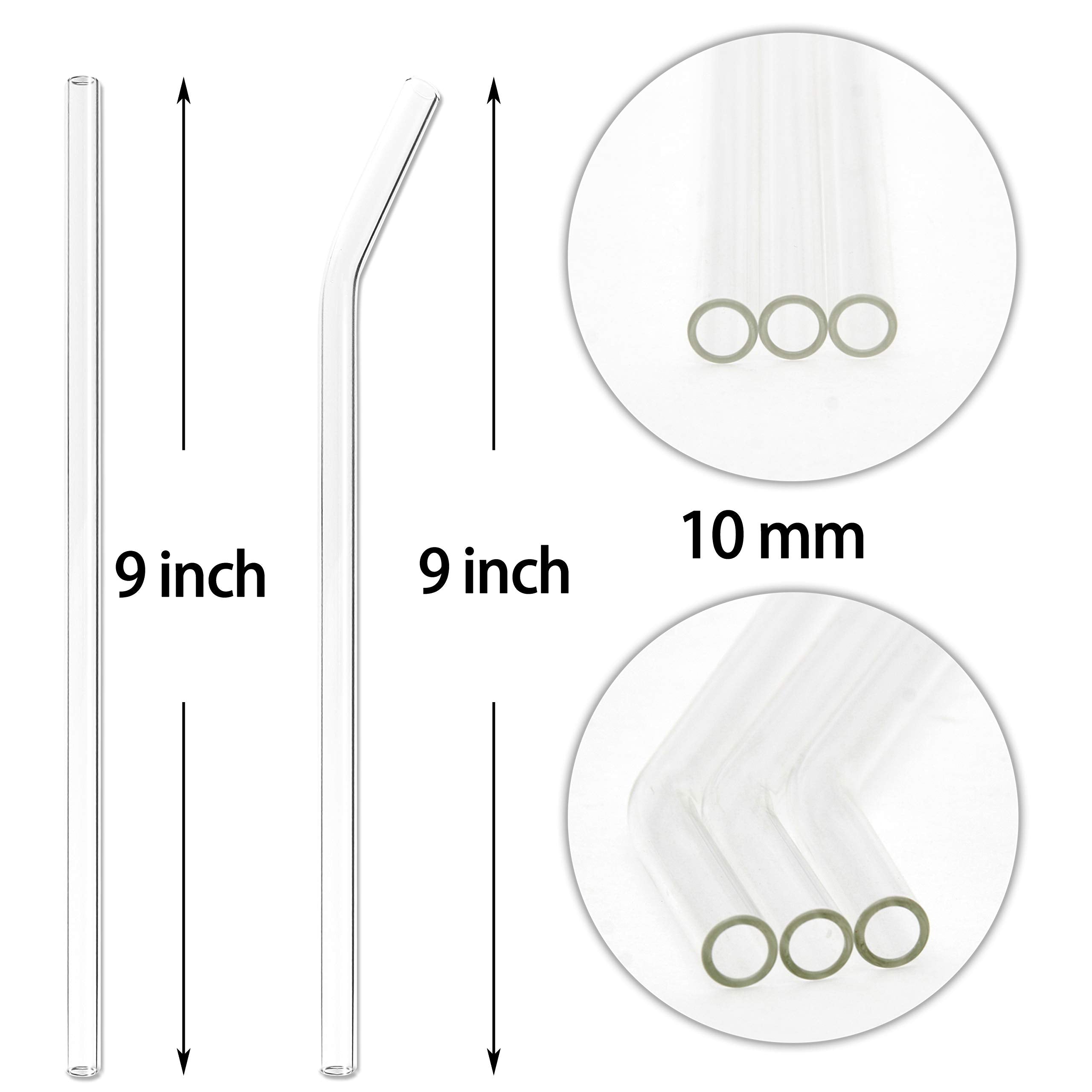 Youngever Reusable Glass Straws Assortment, 9 Inches, Eco Friendly With Brush (16 Pack Clear)