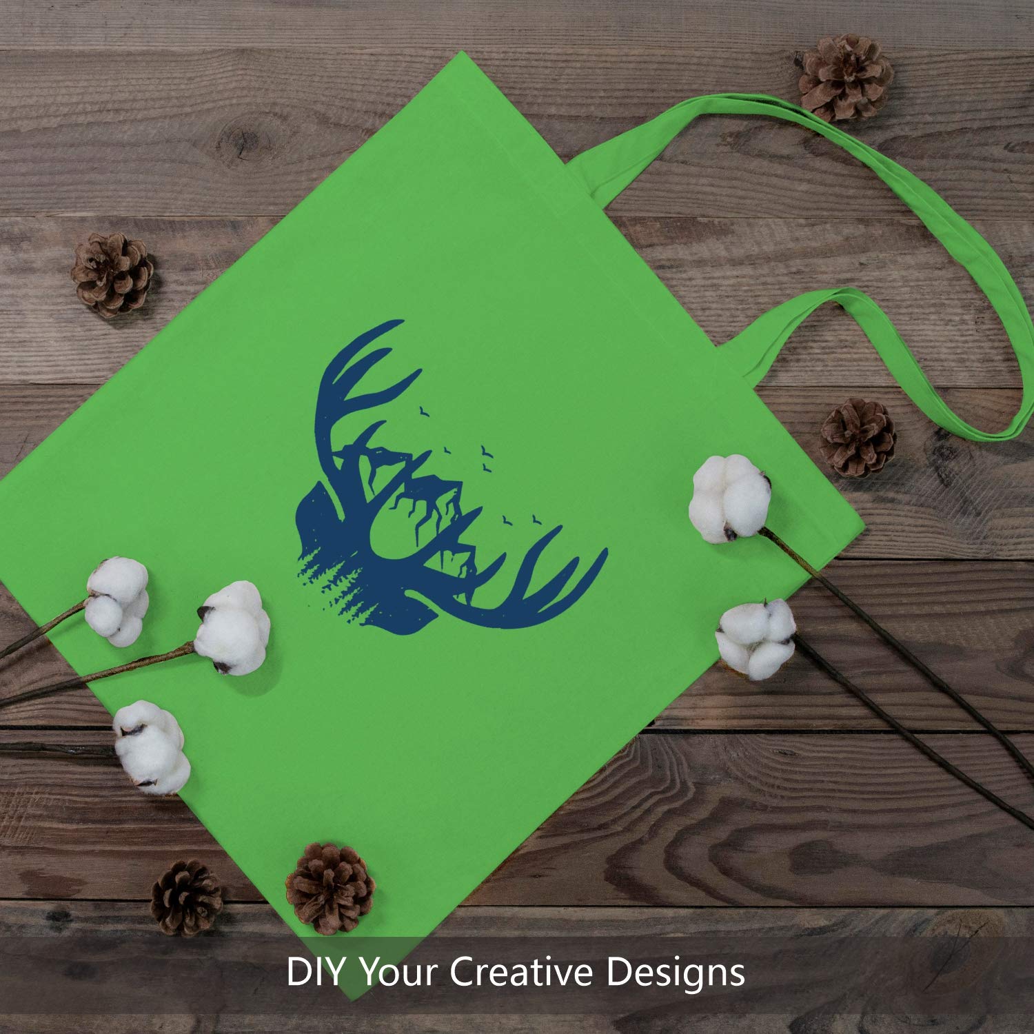 Topdesign 12-Pack Economical 16''X15'' Lime Green Cotton Tote Bag, Lightweight Medium Reusable Grocery Shopping Cloth Bags, Suit