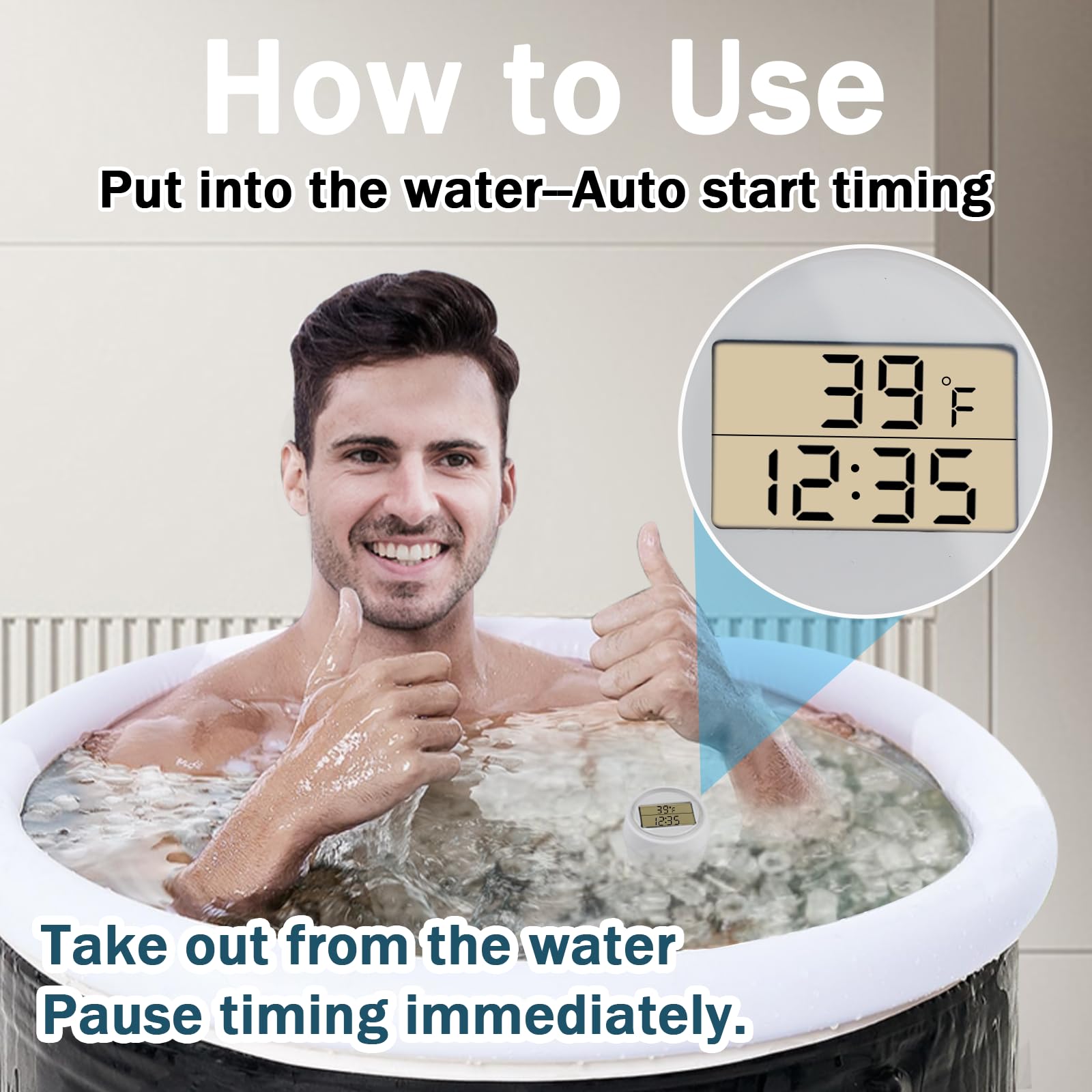 Ice Bath Thermometer Timer, Floating Thermometer For Ice Bath, Waterproof Ip67, Cold Plunge Thermometer & Timer, Ice Bath Cold P