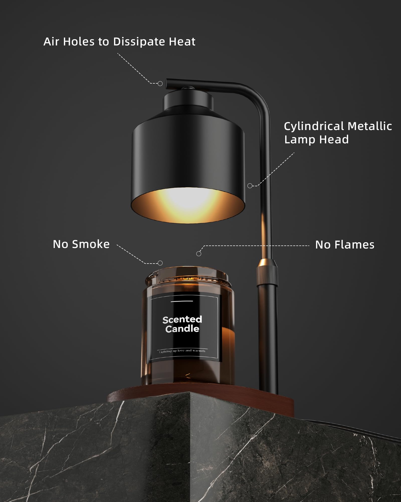 Cozmara Candle Warmer Lamp with Timer & Dimmer for Yankee Candles, Adjustable Height Candle Warmer for Jar Candles, Wax Melt Lam