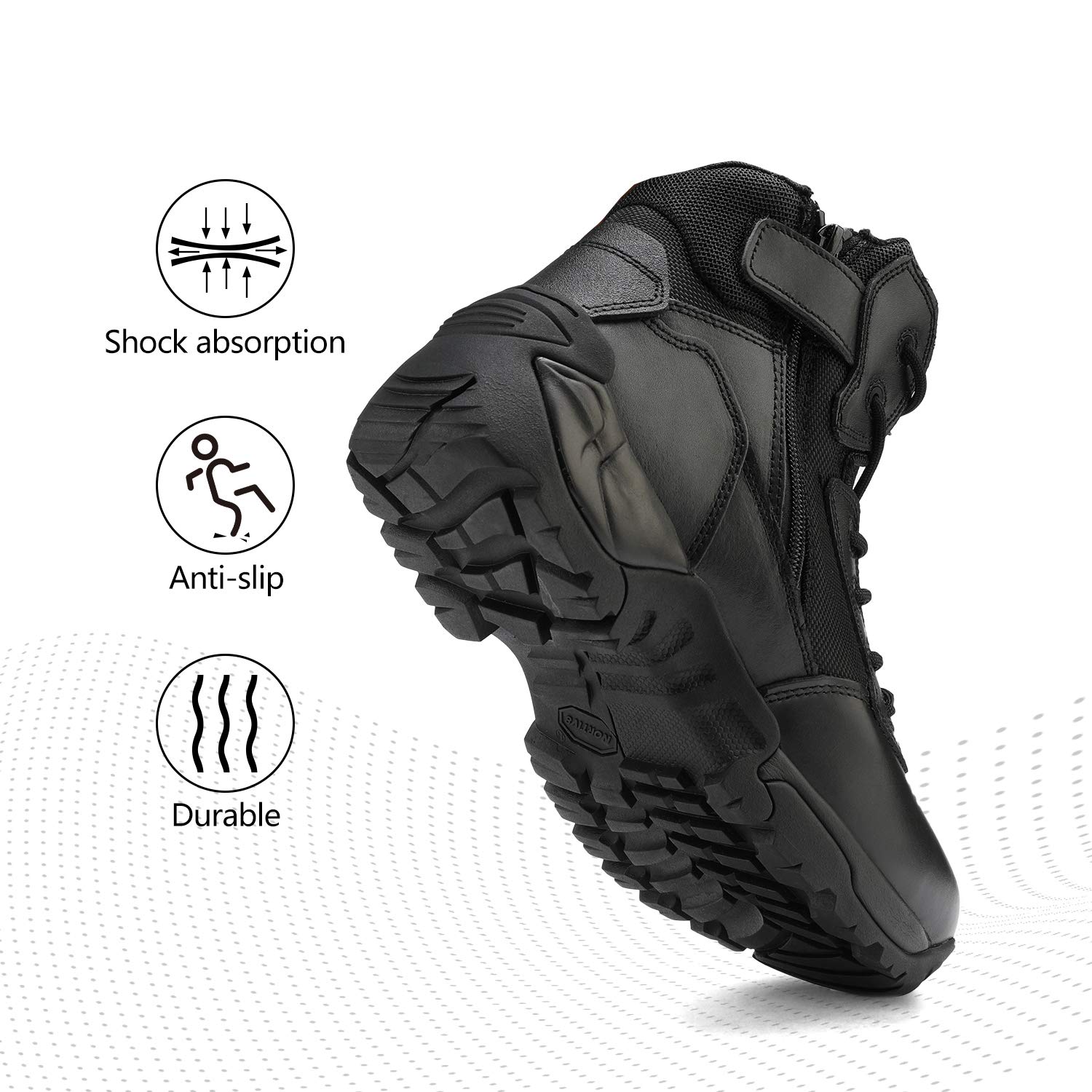 Nortiv 8 Mens Military Tactical Work Boots Lightweight Hiking Motorcycle Combat Bootie Black Size 105 M Us Alloy