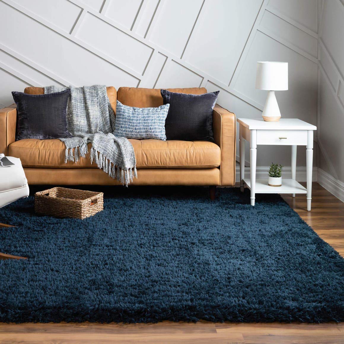 Rugs.com Infinity Collection Solid Shag Area Rug 8 Ft Square Cobalt Shag Rug Perfect for Living Rooms, Kitchens, Entryways