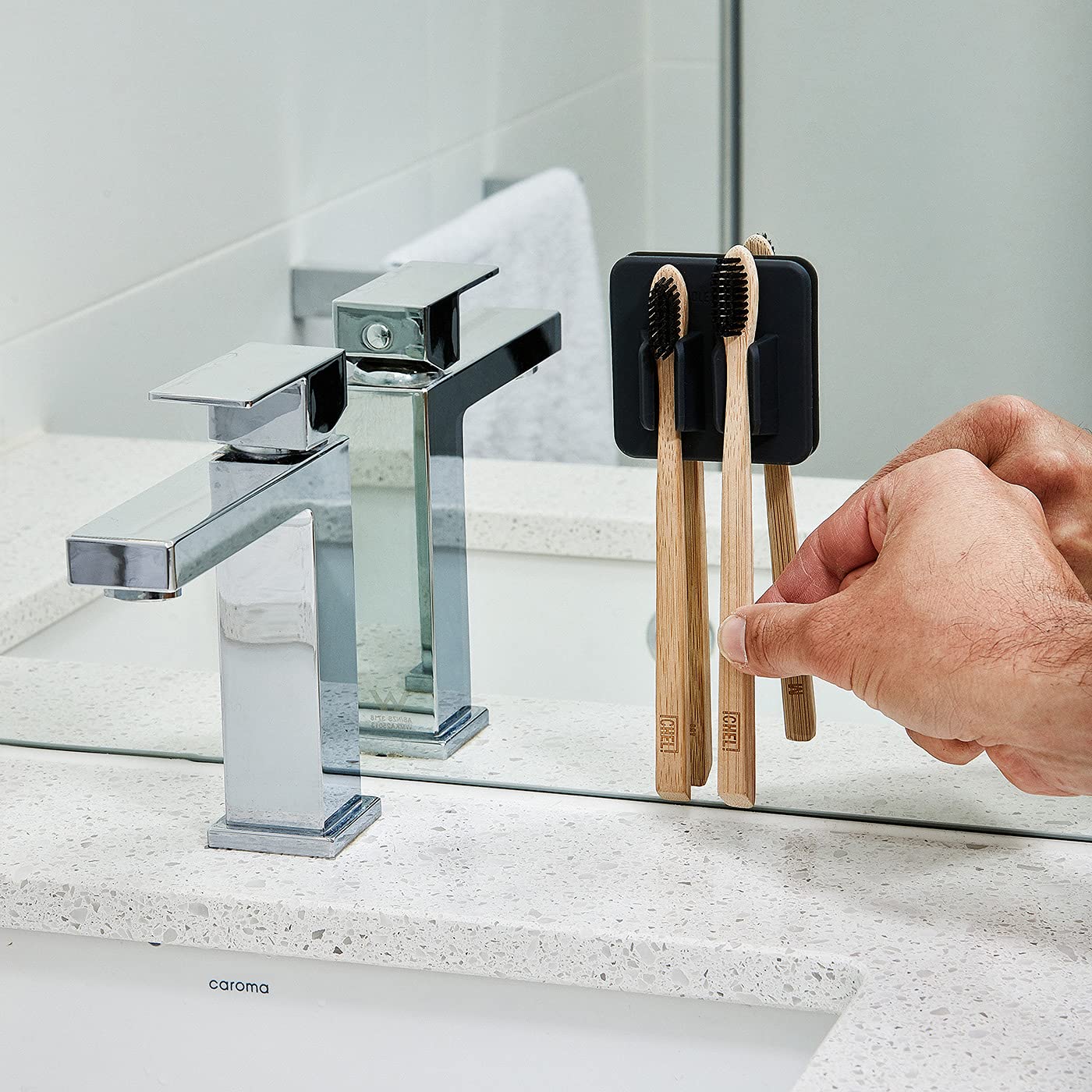 Tooletries - The George - Silicone Toothbrush Holder, Toiletries Organizer, Shower Accessories - Removable & Reusable Toothbrush