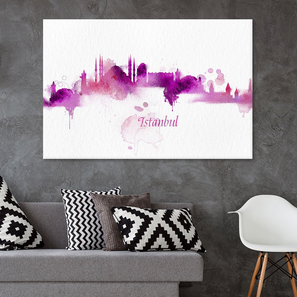 Wall26 Canvas Wall Art - Impressionism Watercolor Style City Landscape Of Istanbul - Giclee Print Gallery Wrap Modern Home Art R