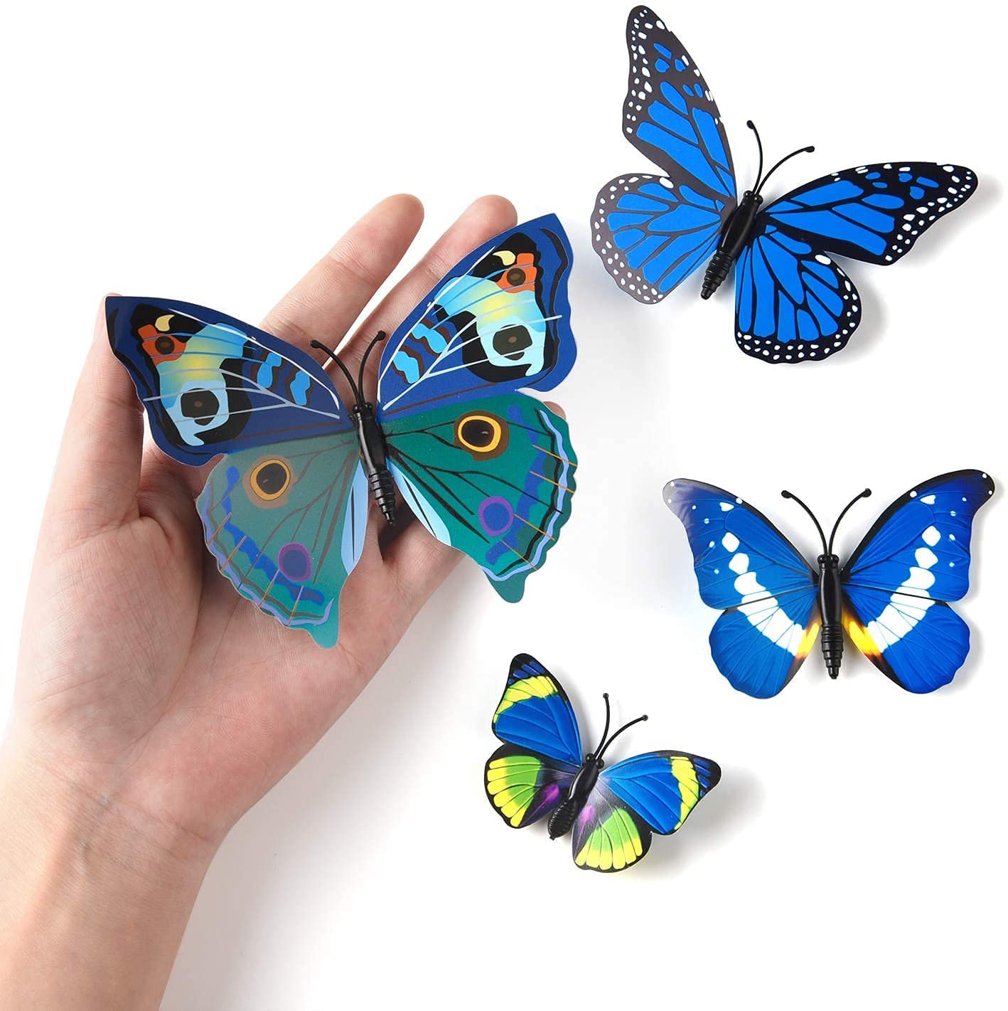 Xtore  Plastic 3D Home Build Beautiful Butterfly With Sticking Pad (Ocean Blue) -Set Of 12