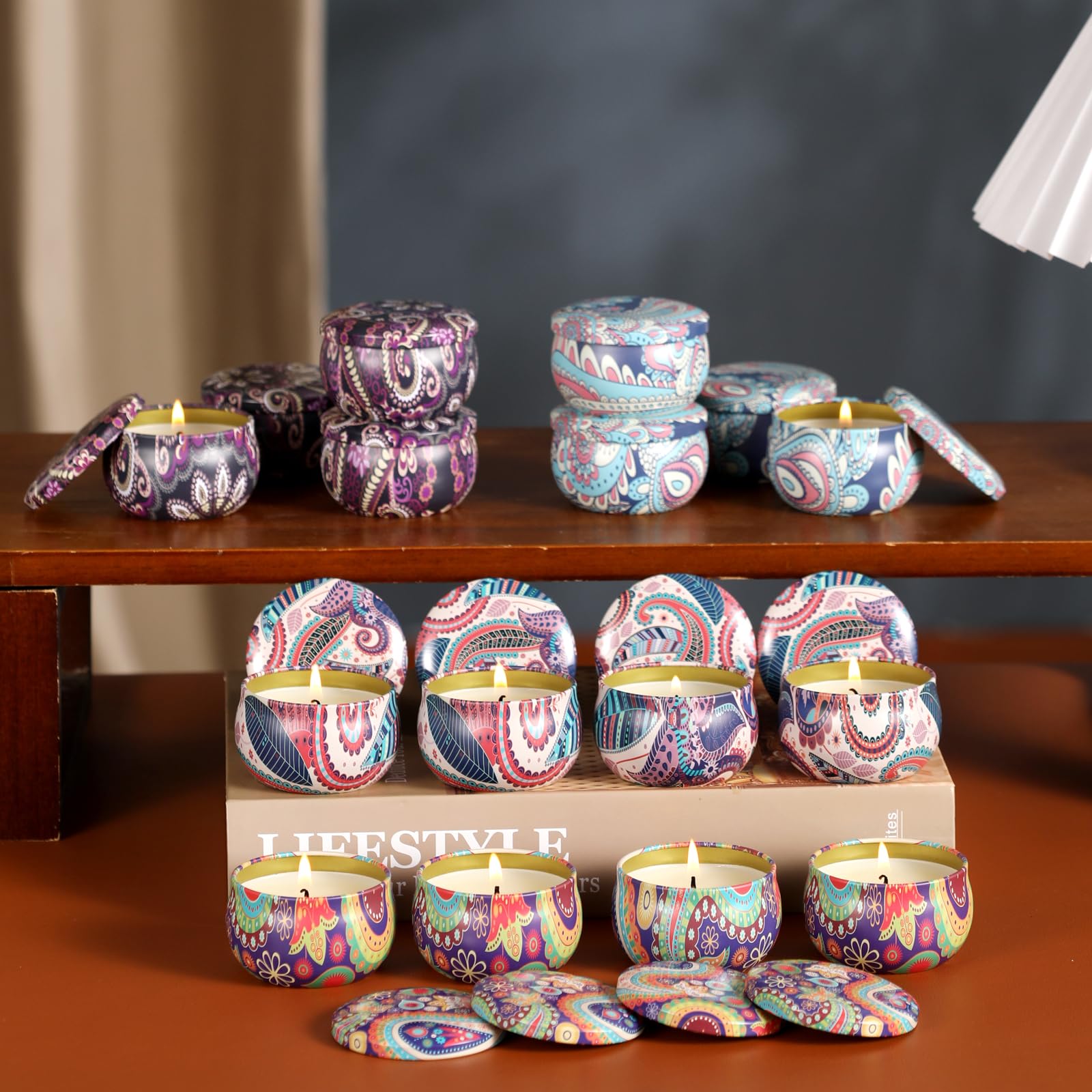 kedtui Scented Candles Gift Set, 32 Pack Aromatherapy Candle, Natural Soy Wax Travel Tin Candles for Home Scented, Ideal for Chr