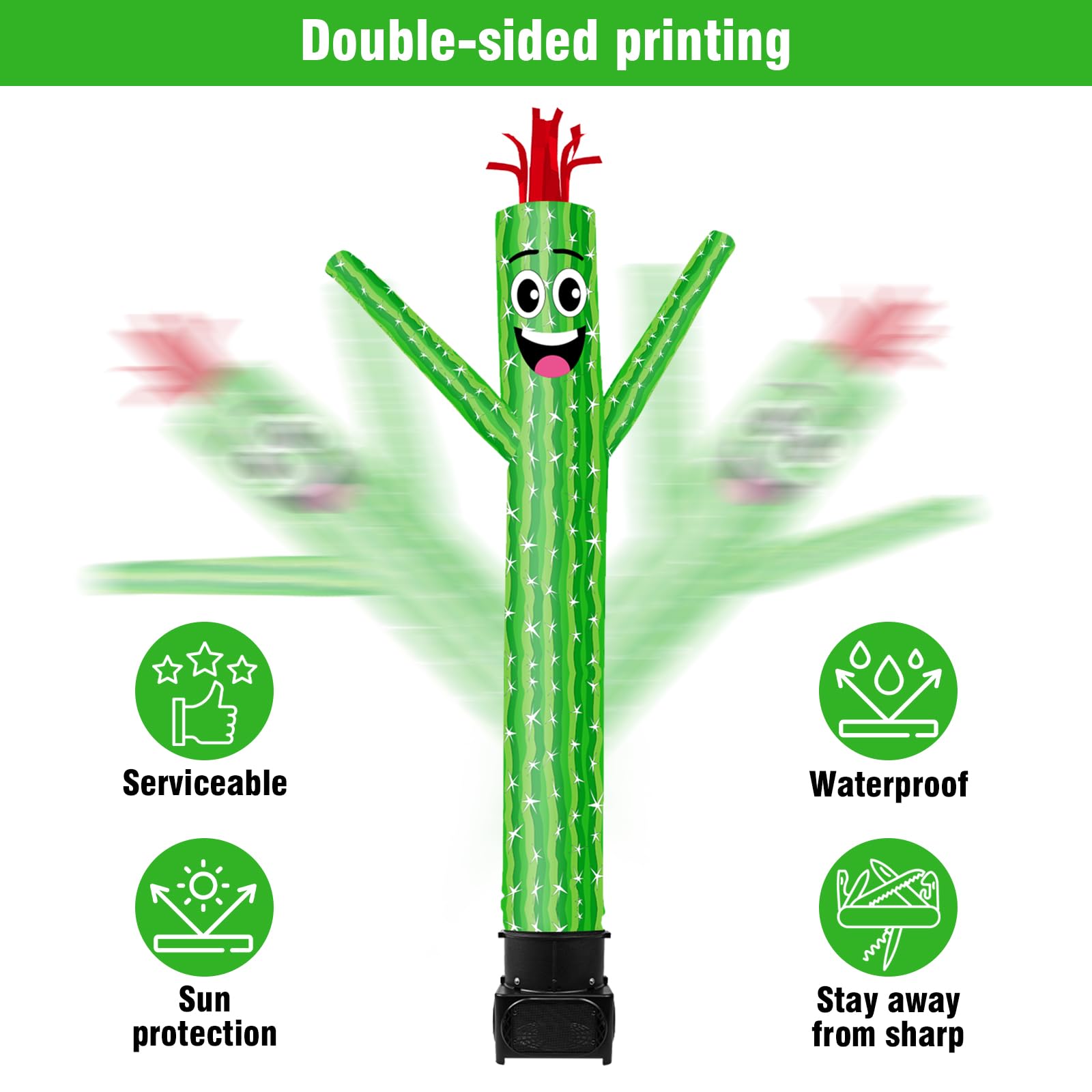 GOODENY 7FT Tall Inflatable Tube Man Cactus Wacky Wavy Dancing Guy with Weather-Resistant Blower (9  Diameter) for Outdoor Decor