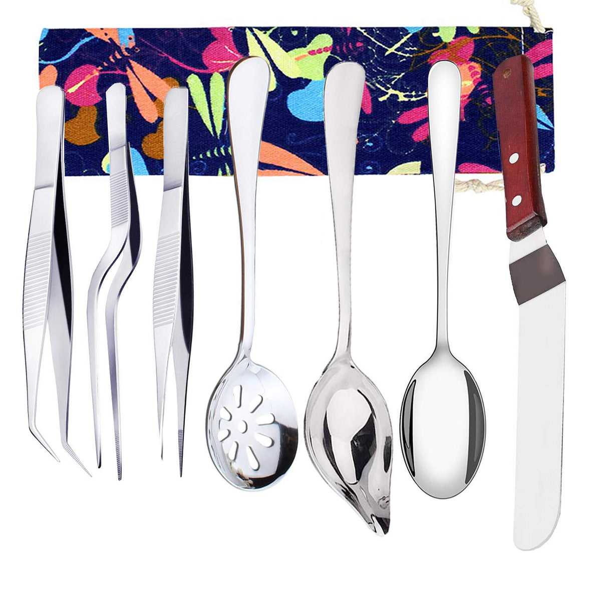 Set Of 7 Culinary Specialty Tools, Professional Chef Plating Decorating Kit, Stainless Steel, Tunan Cooking Tweezers Precision T