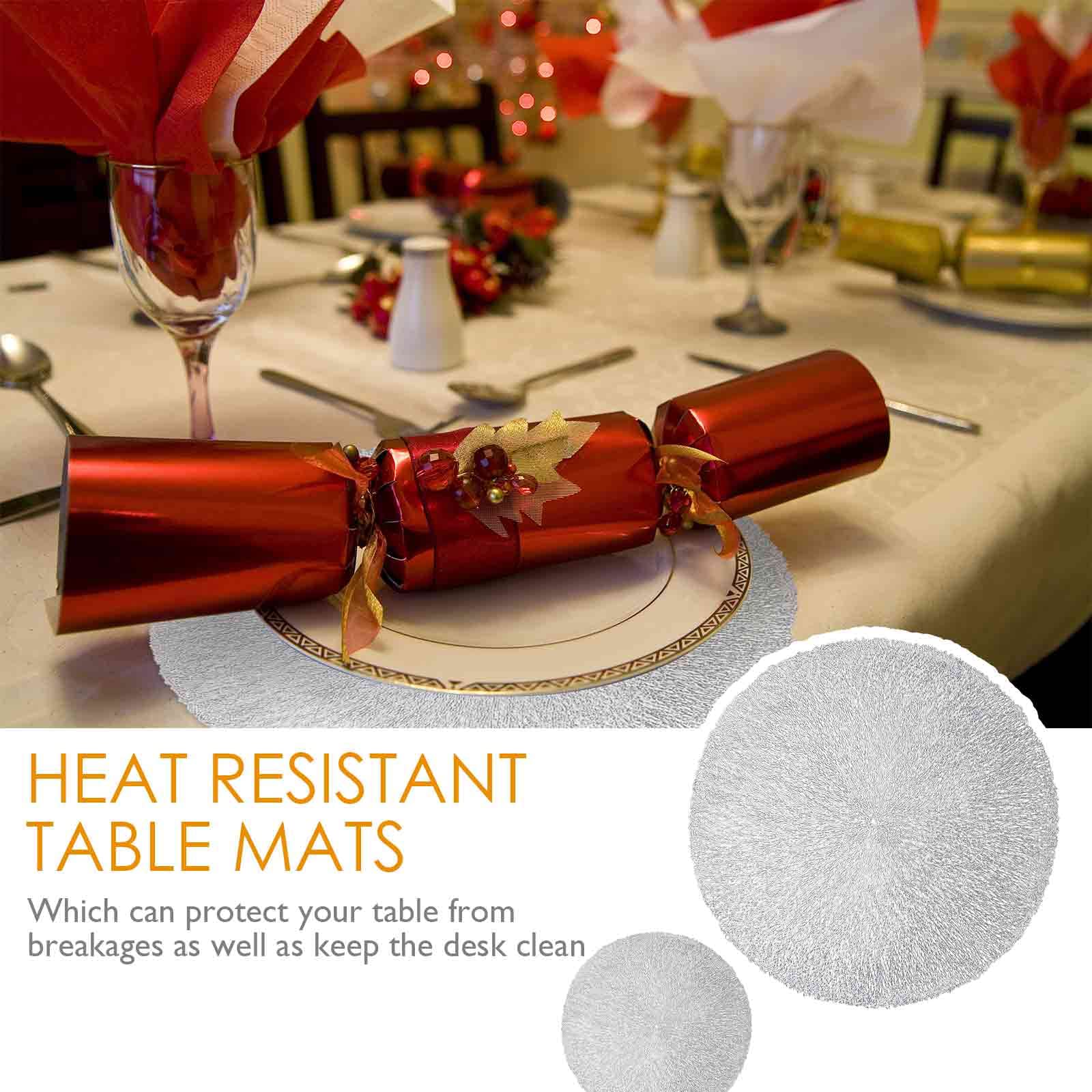 Giverare Placemats Set Of 4, Round Heat-Resistant Vinyl Placemat, 15 Inch Non-Slip Washable Pvc Table Mat, Easy To Clean Premium