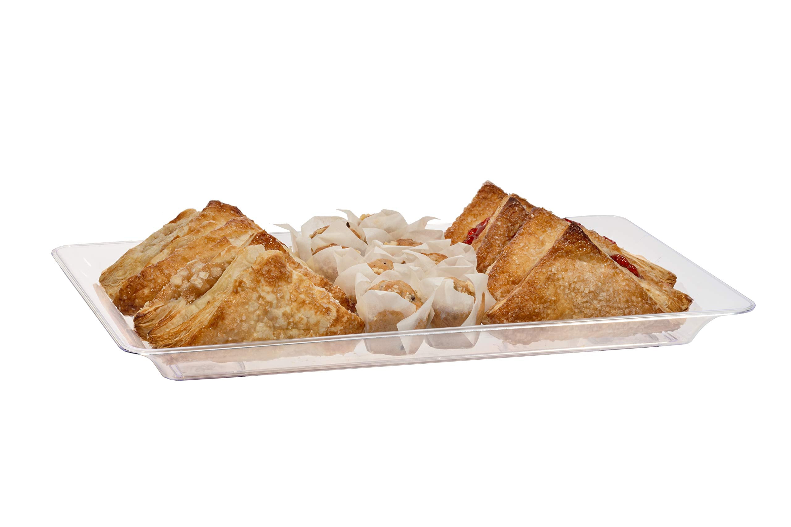 Exquisite - 6 Pack Crystal Clear Premium Quality 18.25 Inches X 11.25 Inches Rectangle Plastic Disposable Serving Trays For Part