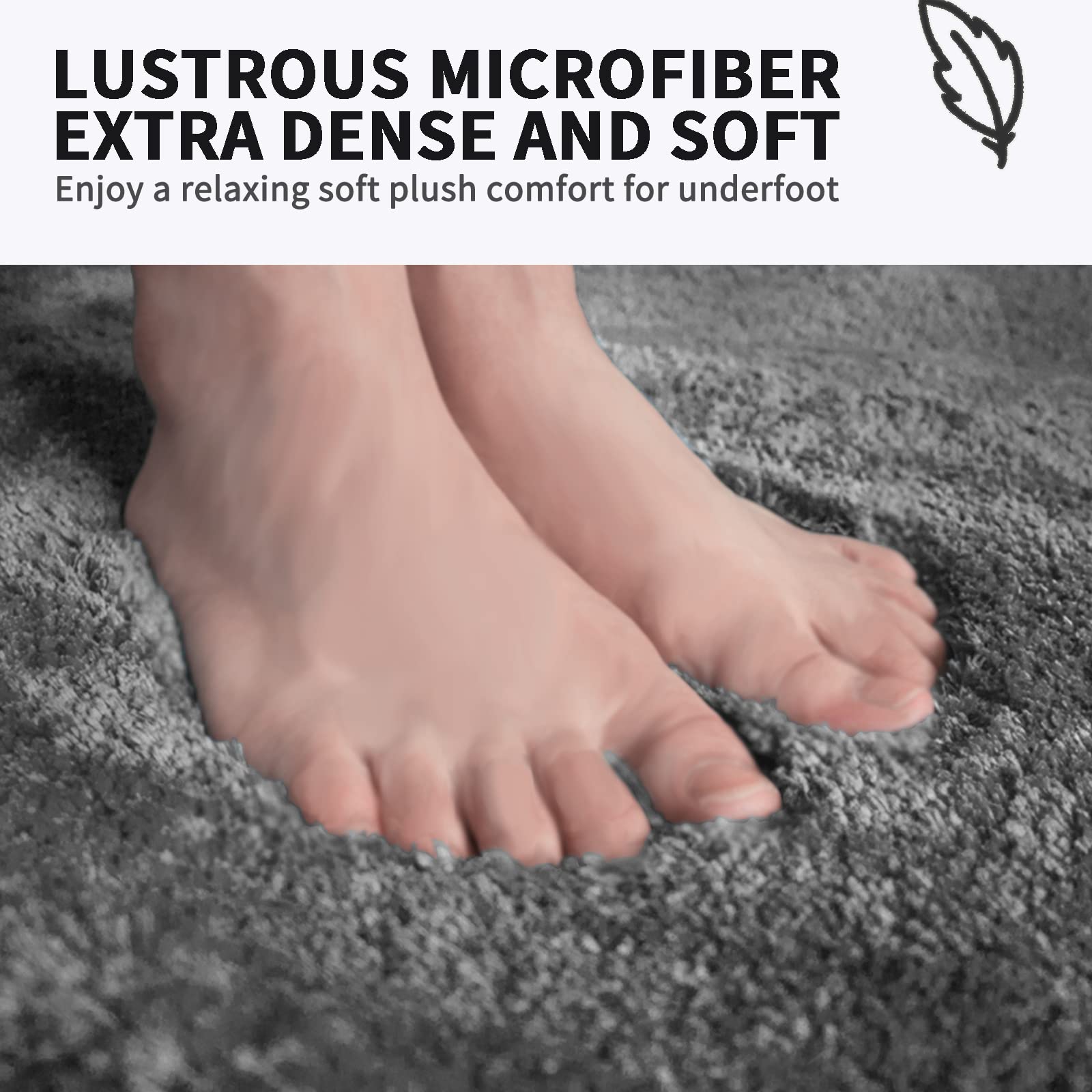 FIFU Bathroom Rugs Non Slip  Soft & Durable Bath Mats for Bathroom Floor  Machine Washable & Absorbent Bathmat 24x36 Inches Gray