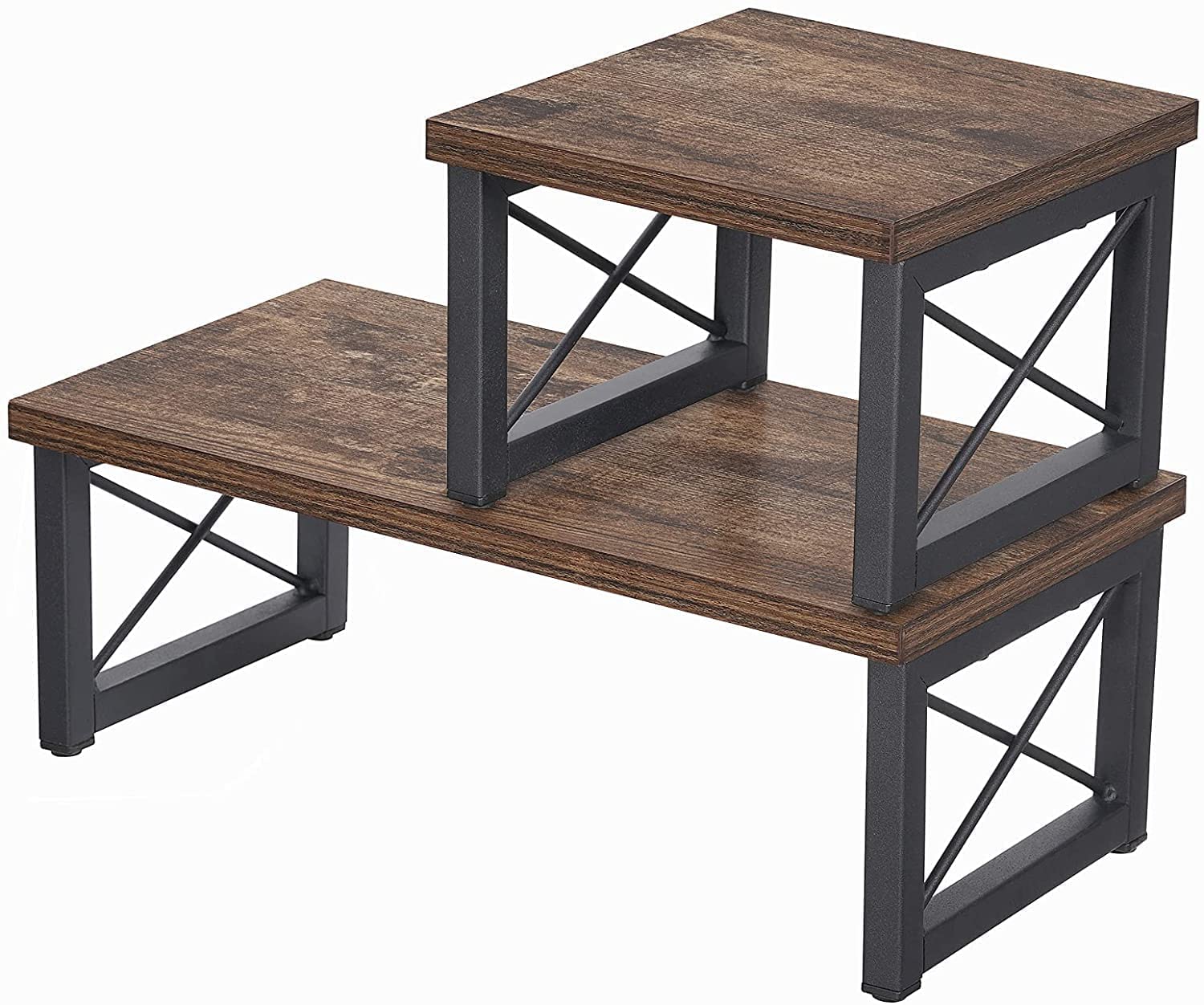 Indian Decor. 48308 Spice Rack For Kitchen Stackable Wood Kitchen Counter Shelves Organizer 2 Pack Rack Sets Metal Kitchen Cupbo