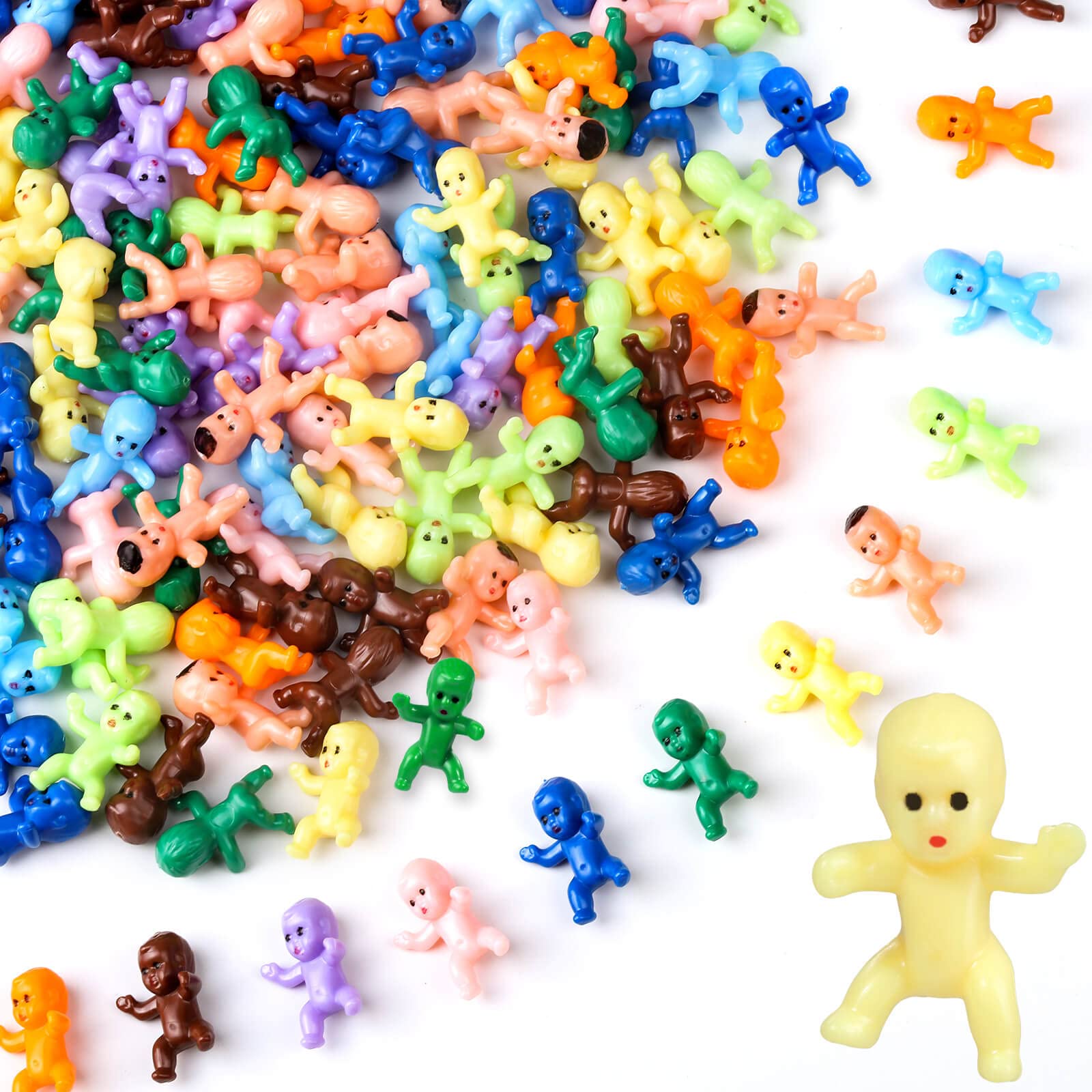 selizo Mini Plastic Baby Figurines, 200pcs Multicolor Cake Babies for Baby Shower Games, Model MPB-5