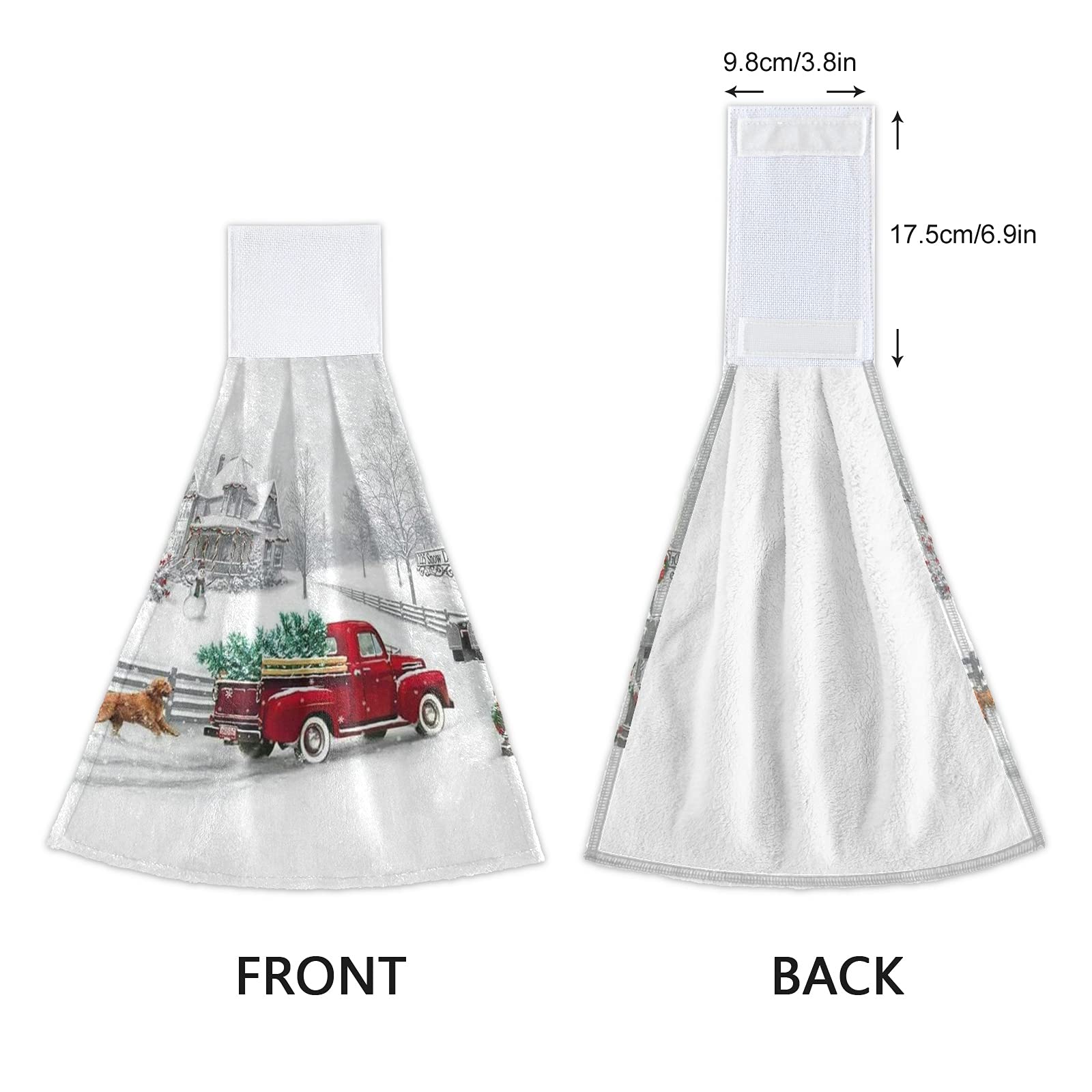 Boccsty Christmas Winter Truck Hanging Kitchen Towels 2 Pcs Winter Snowflake Hand Bath Towels Tie Towels Tea Bar Towels for Bathroom Farmhouse Housewarming Tabletop Home Decor