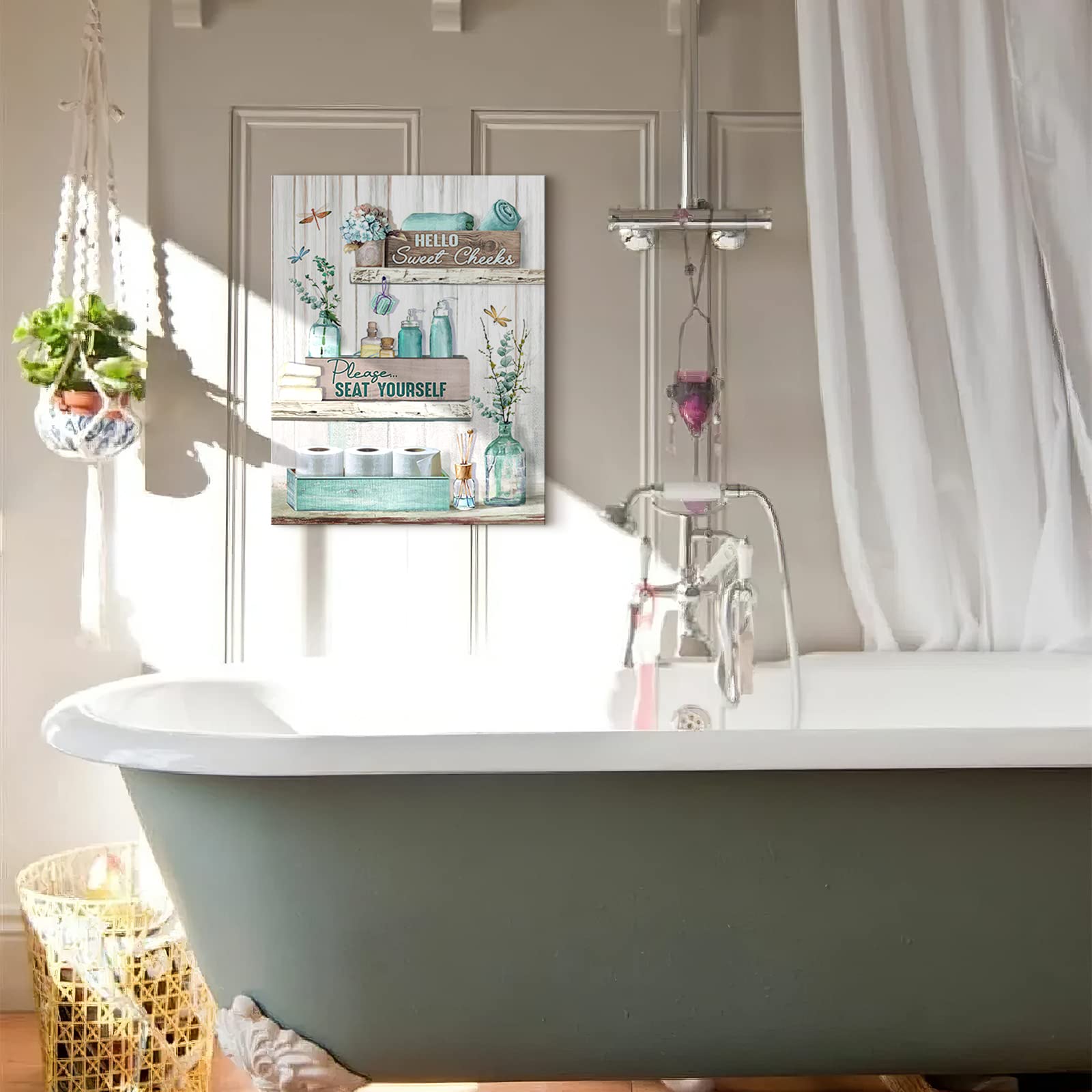 Bathroom Decor Canvas Wall Art Rustic Bathroom Sign Please Seat Yourself Print Paintings Turquoise Bathroom Pictures Modern Home