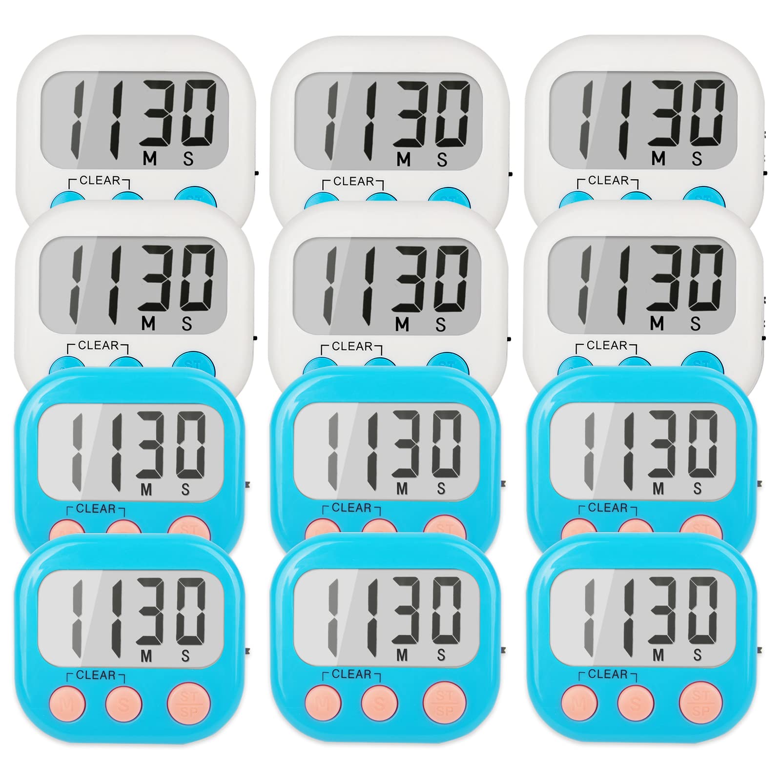 Classroom Timers for Teachers Kids Large Magnetic Digital Timer Teacher Supplies 12 Pack-Blue White