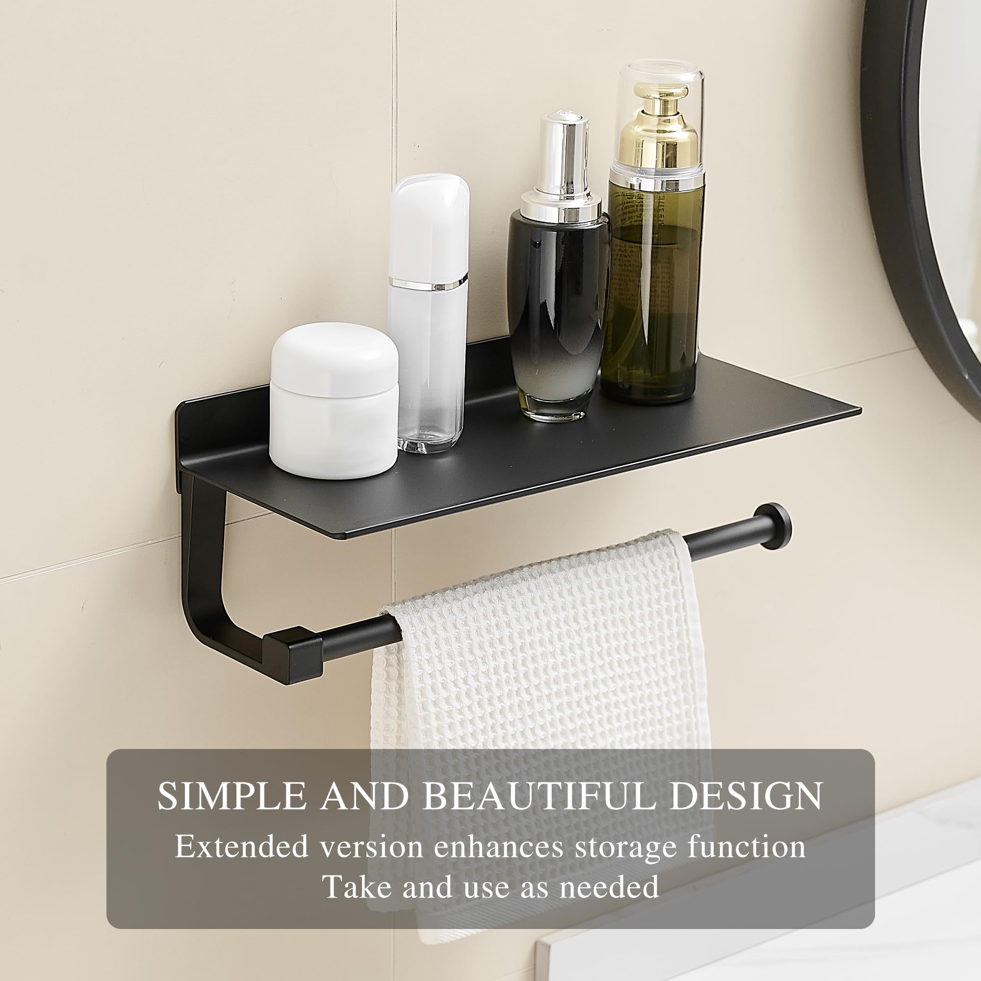 Joom Hand Towel Holder For Bathroom -Paper Towel Holder Wall Mount - For Bathroom Black Paper Towel Holder With Shelf -Kitchen T