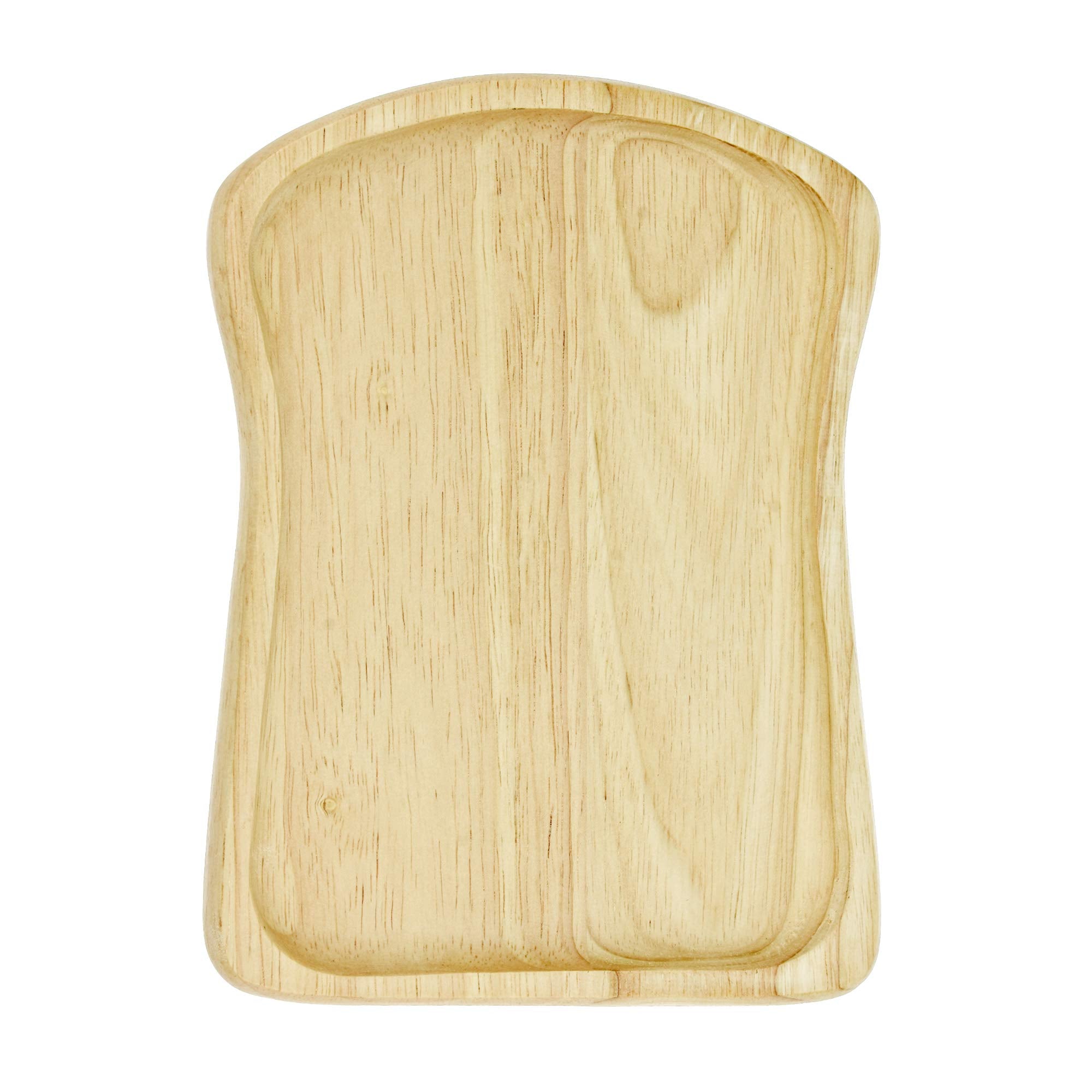 Aeravida Cute Toast Bread Shaped Native Natural Wood Hand Carved Plate | Wooden Plate Or Tray | Hand Carved Wood Plate | Wooden