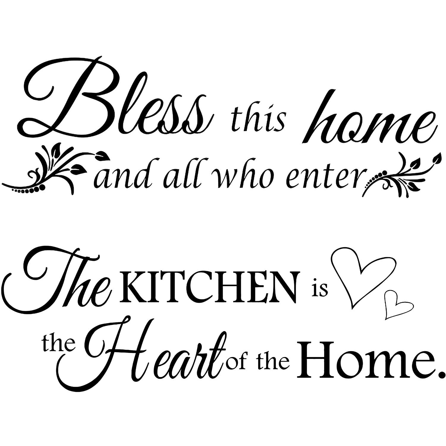 2 Sheets Bless This Home Kitchen Wall Decor - The Kitchen Quote and Stickers for All Who Enter - Vinyl Art Decal for Dining, Ent
