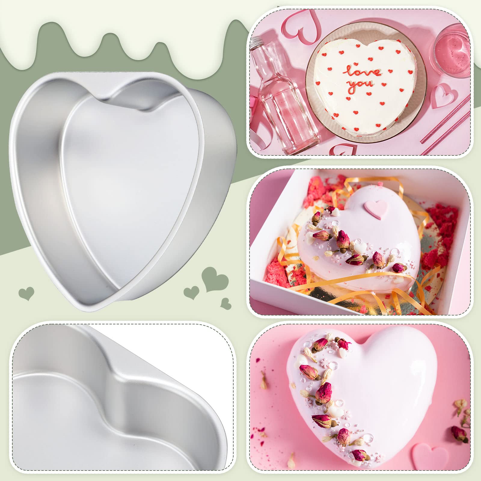 Didaey 6 Pieces Heart Shaped Cake Pans Bulk 8 Inch Aluminum Cake Heart Cake Mold Diy Baking Heart Pans Heart Cake Bakeware Mold