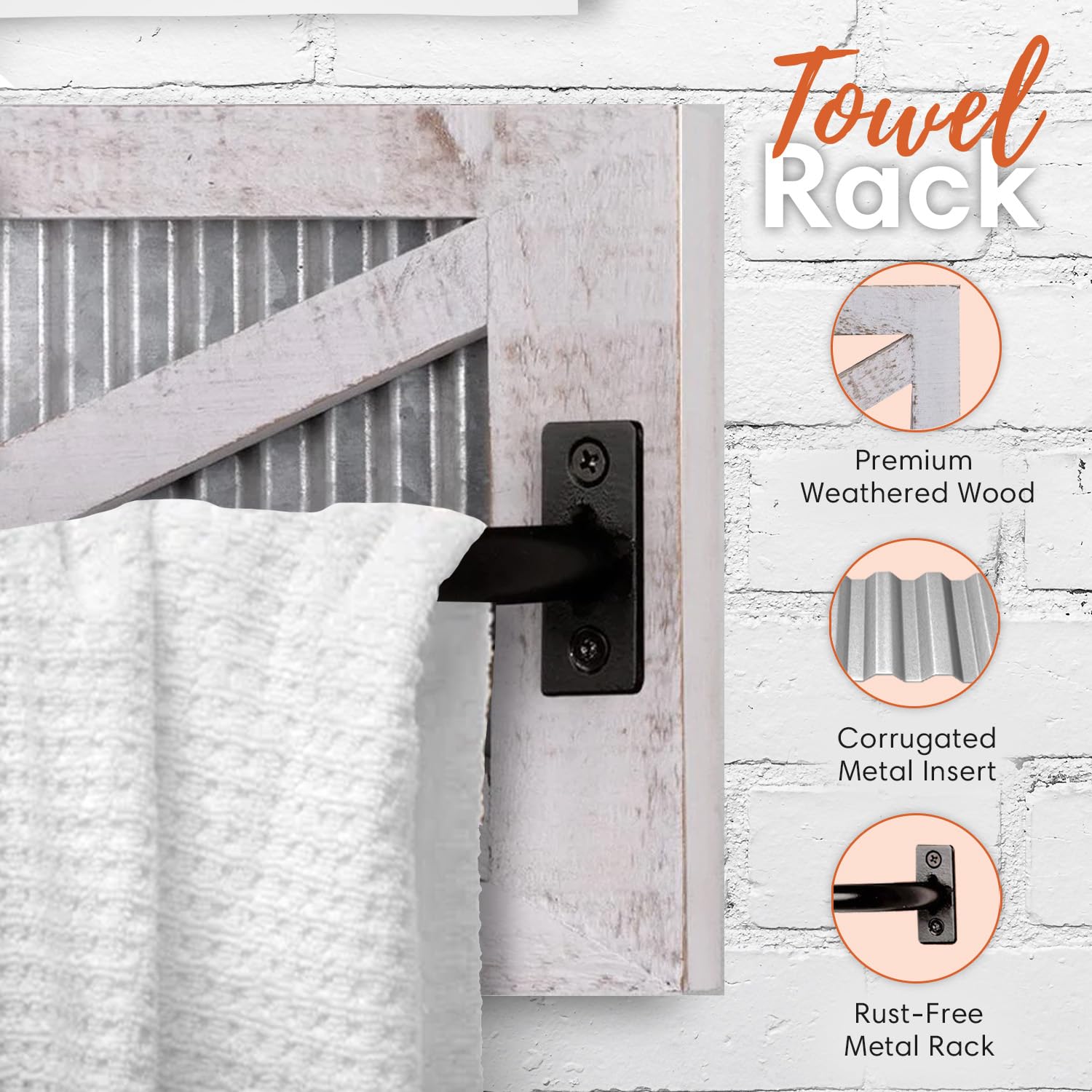 Autumn Alley Farmhouse Toilet Paper Holder, Towel Ring For Bathroom, Farmhouse Towel Rack Holder Set, 3Pcs, Wall Mount For Farmh