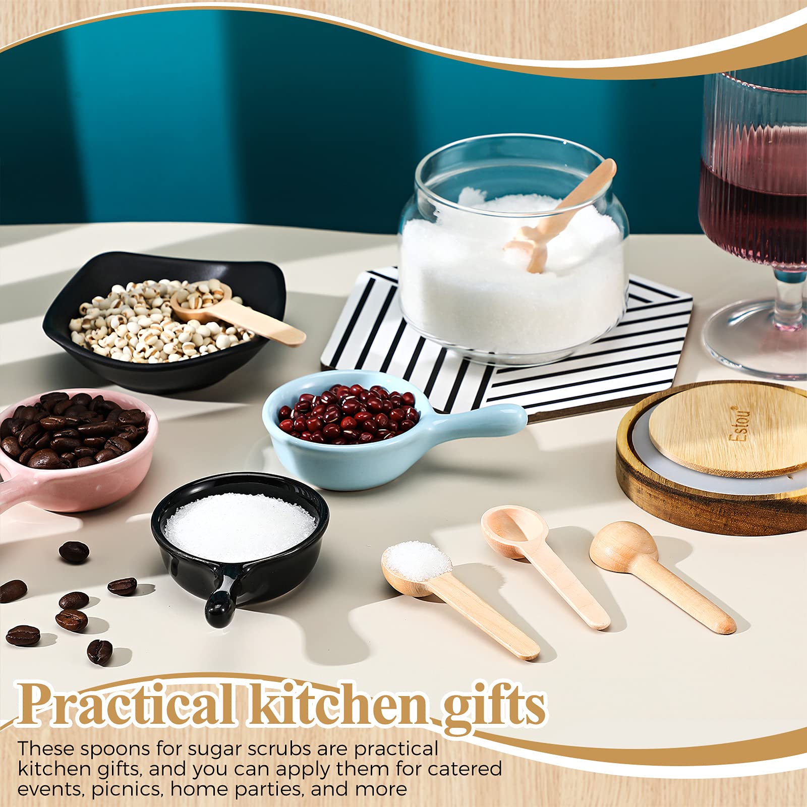 50 Pieces Spice Spoons Tiny Wooden Spoons Spoons For Sugar Scrubs Wooden Dessert Spoons Wooden Spoons For Salts Tasting Spoon So