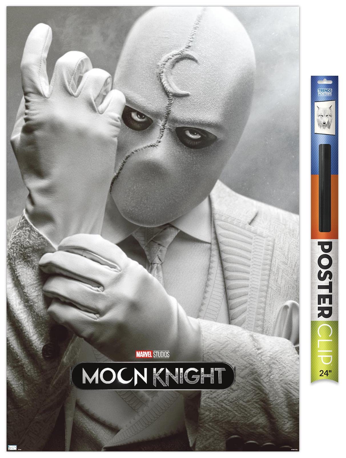 Trends International Marvel Moon Knight - Mr. Knight One Sheet Wall Poster, 22.375'' X 34'', Poster & Clip Bundle