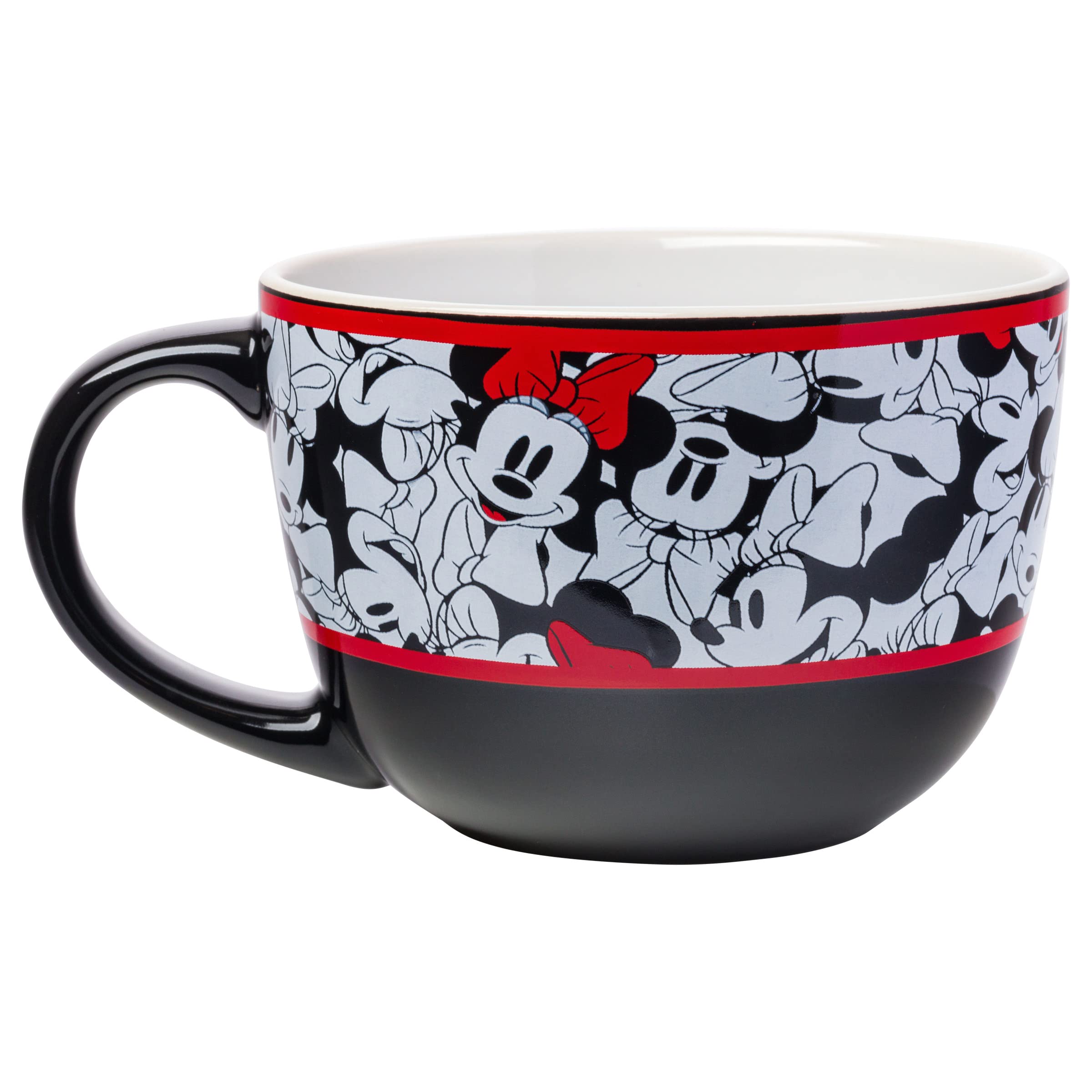 Silver Buffalo Disney Classic Minnie Rocks The Dots All Over Faces Ceramic Soup Mug, 24 Ounces