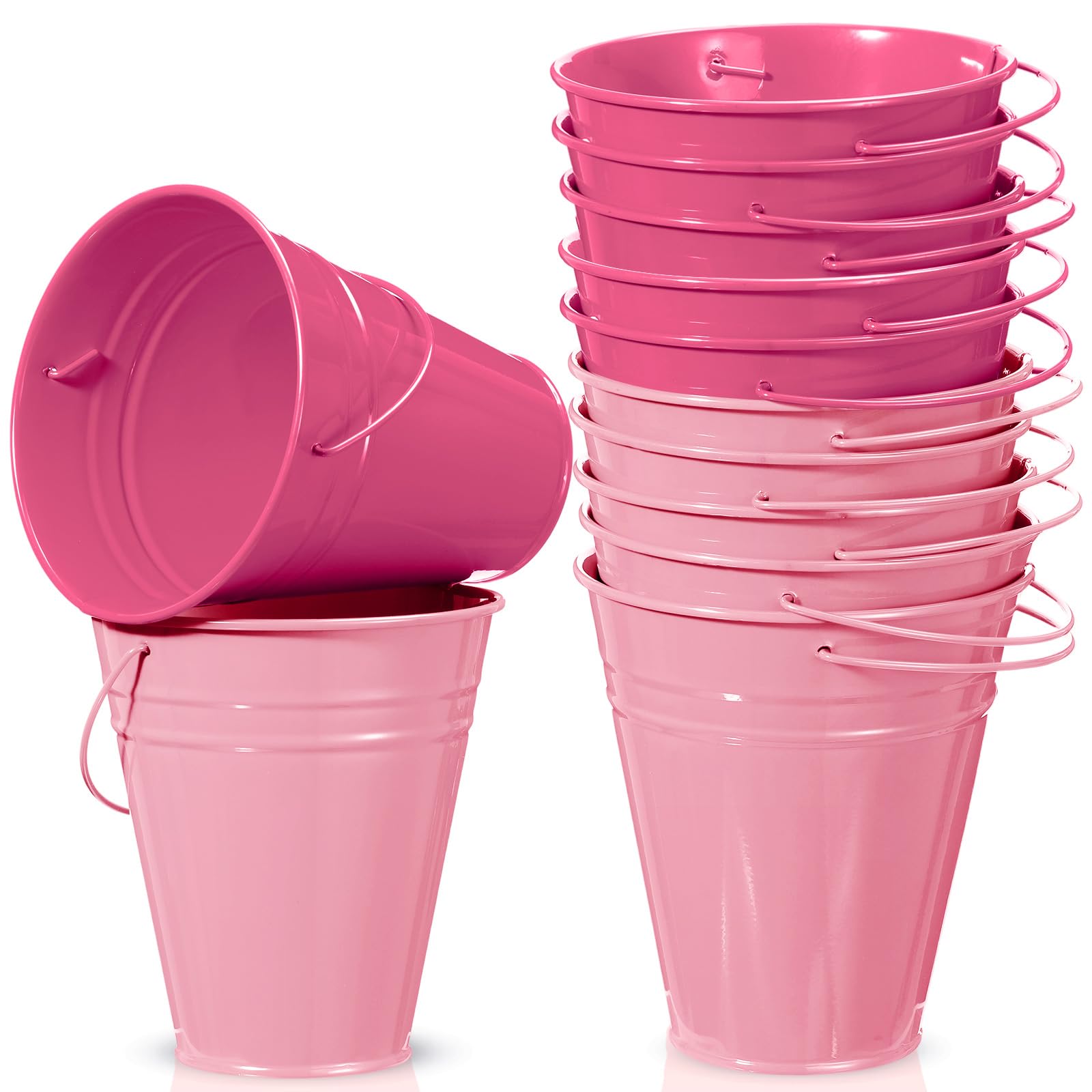 Sadnyy 12 Pack Metal Buckets with Handle, Galvanized Bucket 4.5 x 5 Inch Basket Bucket Party Supplies, Crafts for Christmas Hall