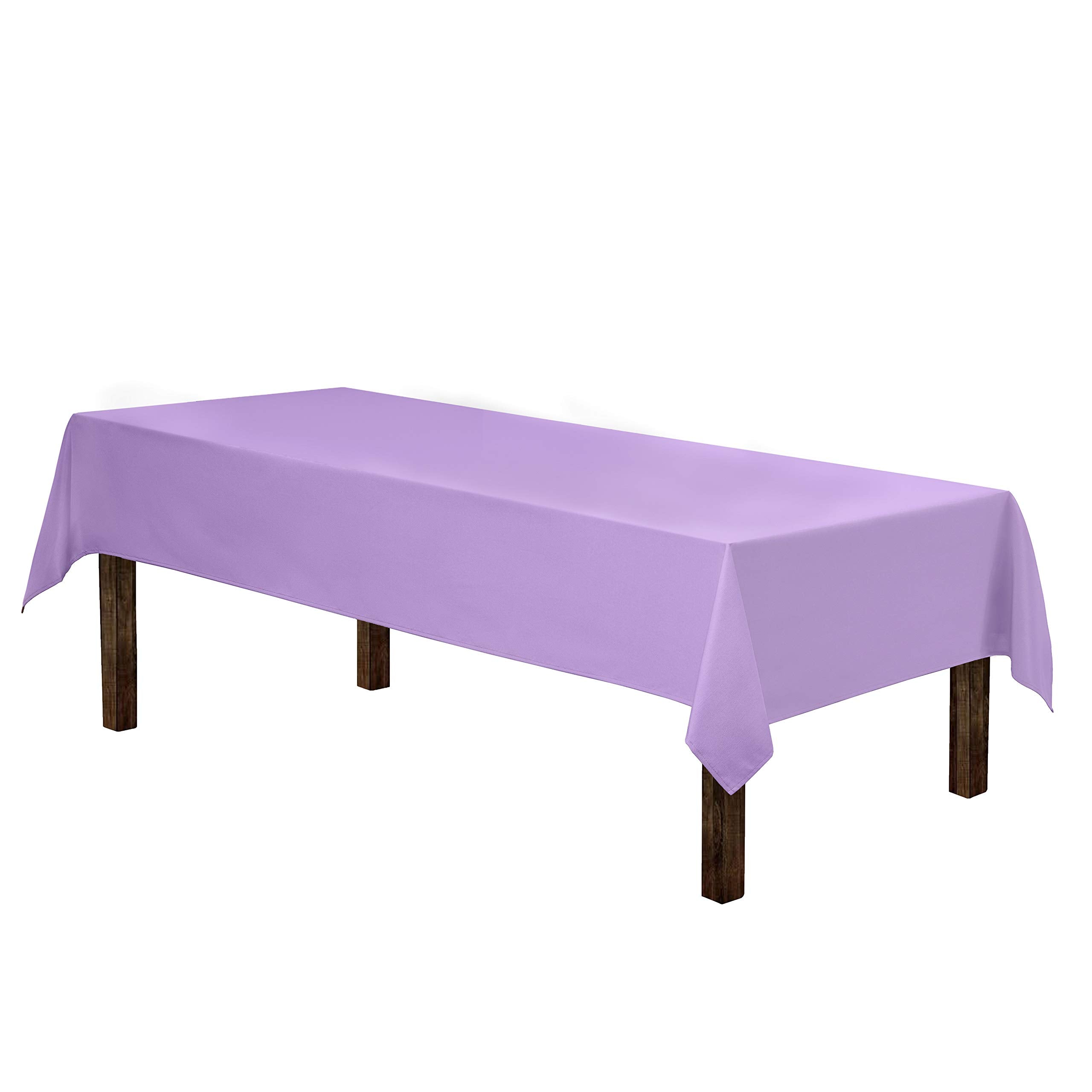 Gee Di Moda Rectangle Tablecloth - 60 x 84 Inch Lavender Table Cloth for 5 Foot Rectangle Table - Heavy Duty Washable Fabric - f