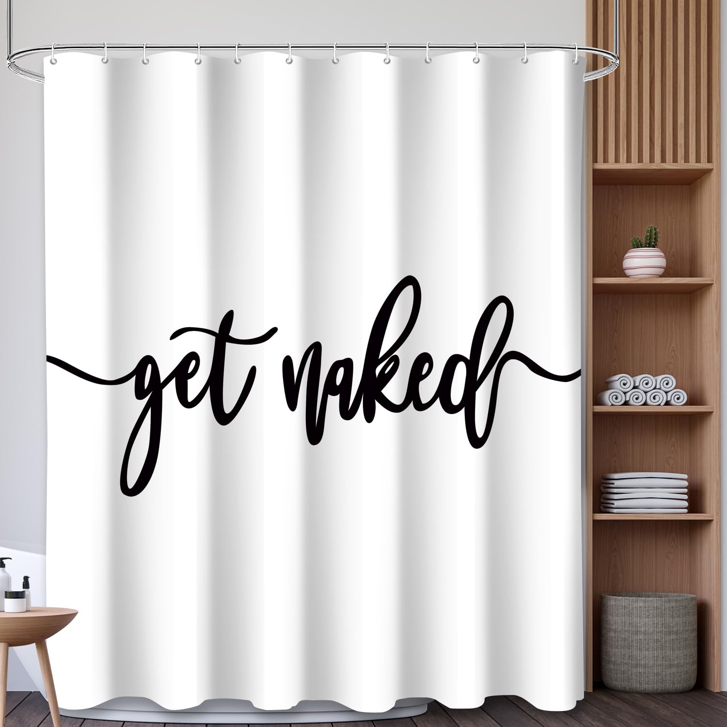 Dds-Dudes Get Naked Shower Curtain Bathroom Set, Funny White Durable Waterproof Polyester Shower Curtain For Bathroom Bath Decor