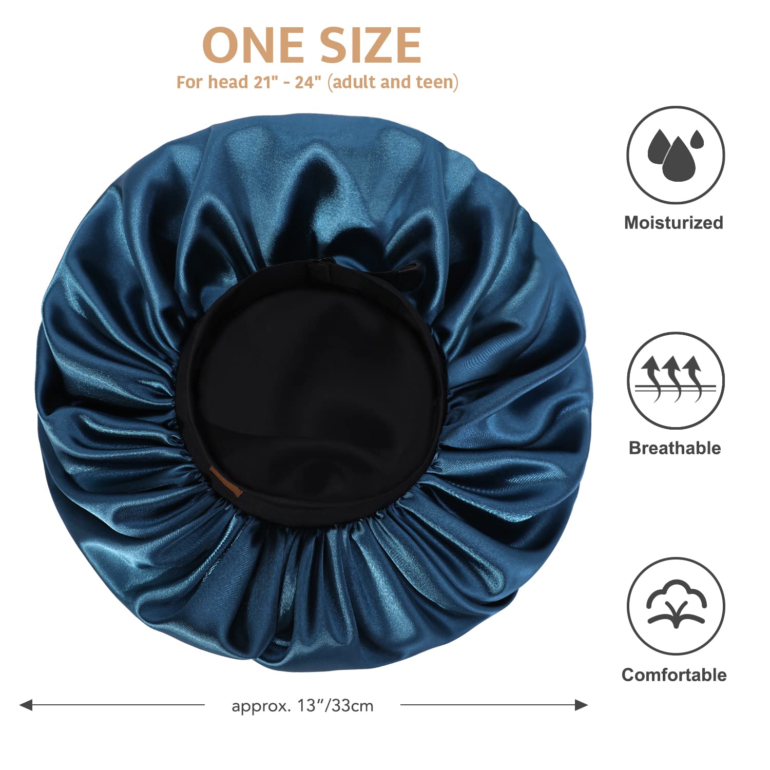 Hat Hut Satin Bonnet Silk Bonnet Sleep Cap For Women Hair Bonnet For Curly Natural Hair Sleeping Adjustable Wide Band Double Lay