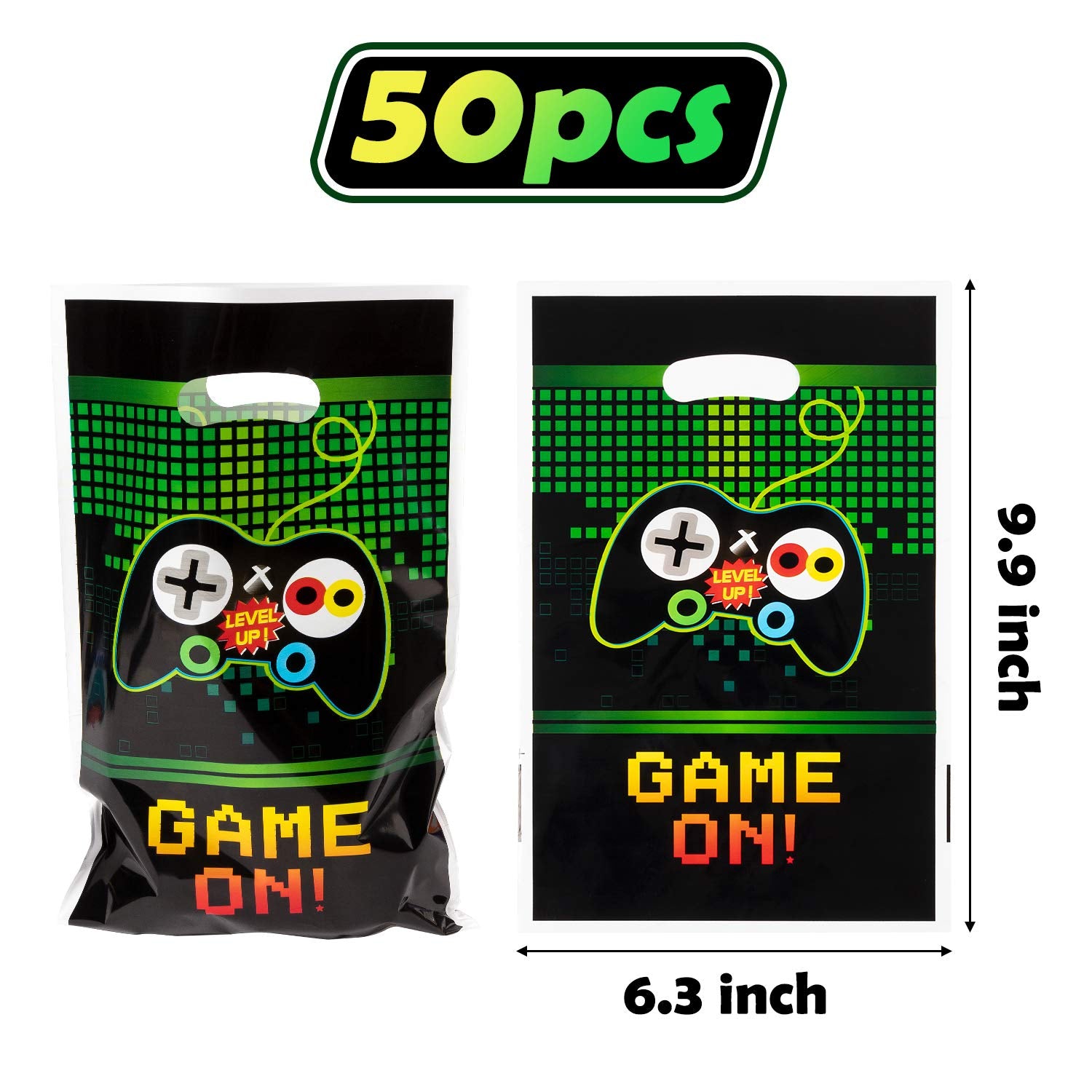 Pantide Video Games Party Favor Bags, Game On Plastic Loot Gifts Bags, Gaming Goody Candy Treat Bags For Kids Video Game Themed