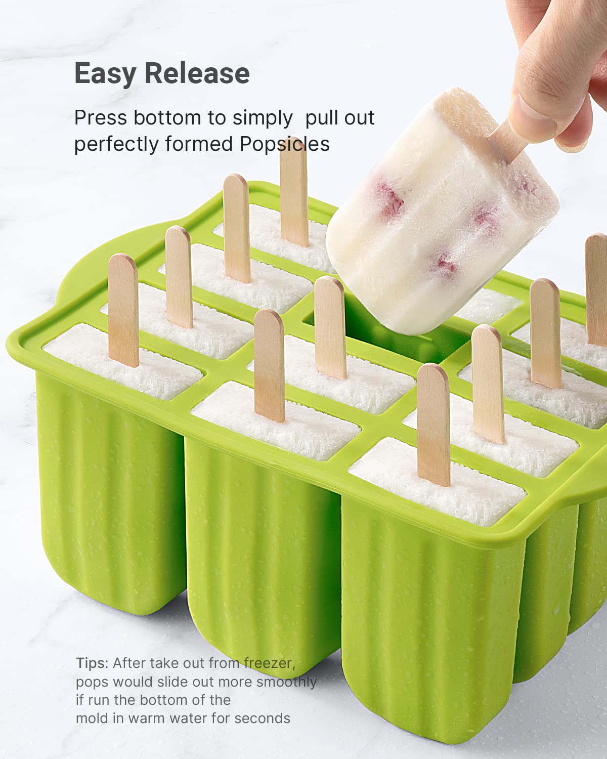 Popsicles Molds, 12 Cavities Silicone Popsicle Molds For Kids Adults Food Grade Popsicle Maker Mold Set Bpa-Free Ice Pop Mold Ho