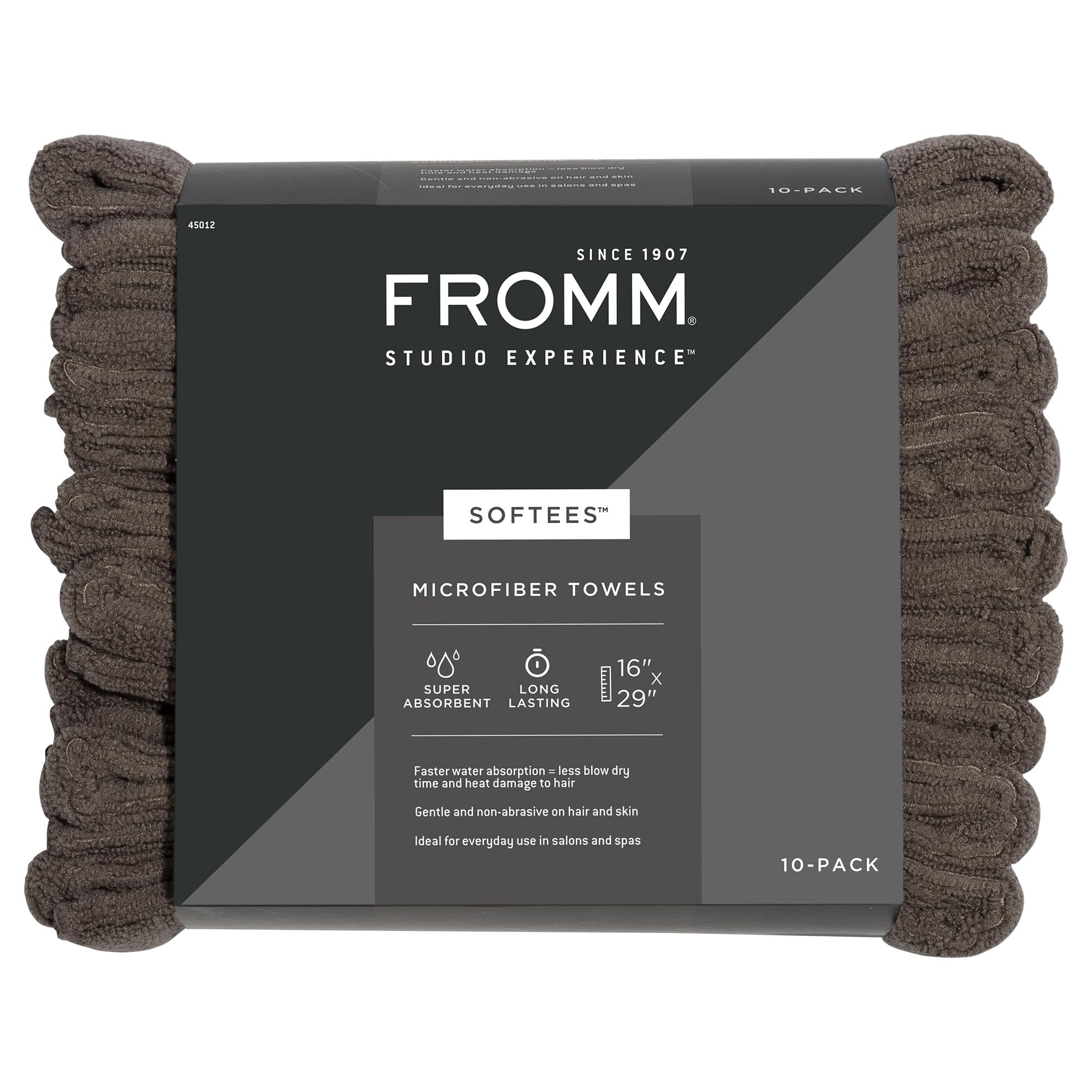 Fromm Softees Microfiber Salon Hair Towels for Hairstylists, Barbers, Spa, Gym in Brown, 16'' by 29'', 10 count Perfect Hair Car