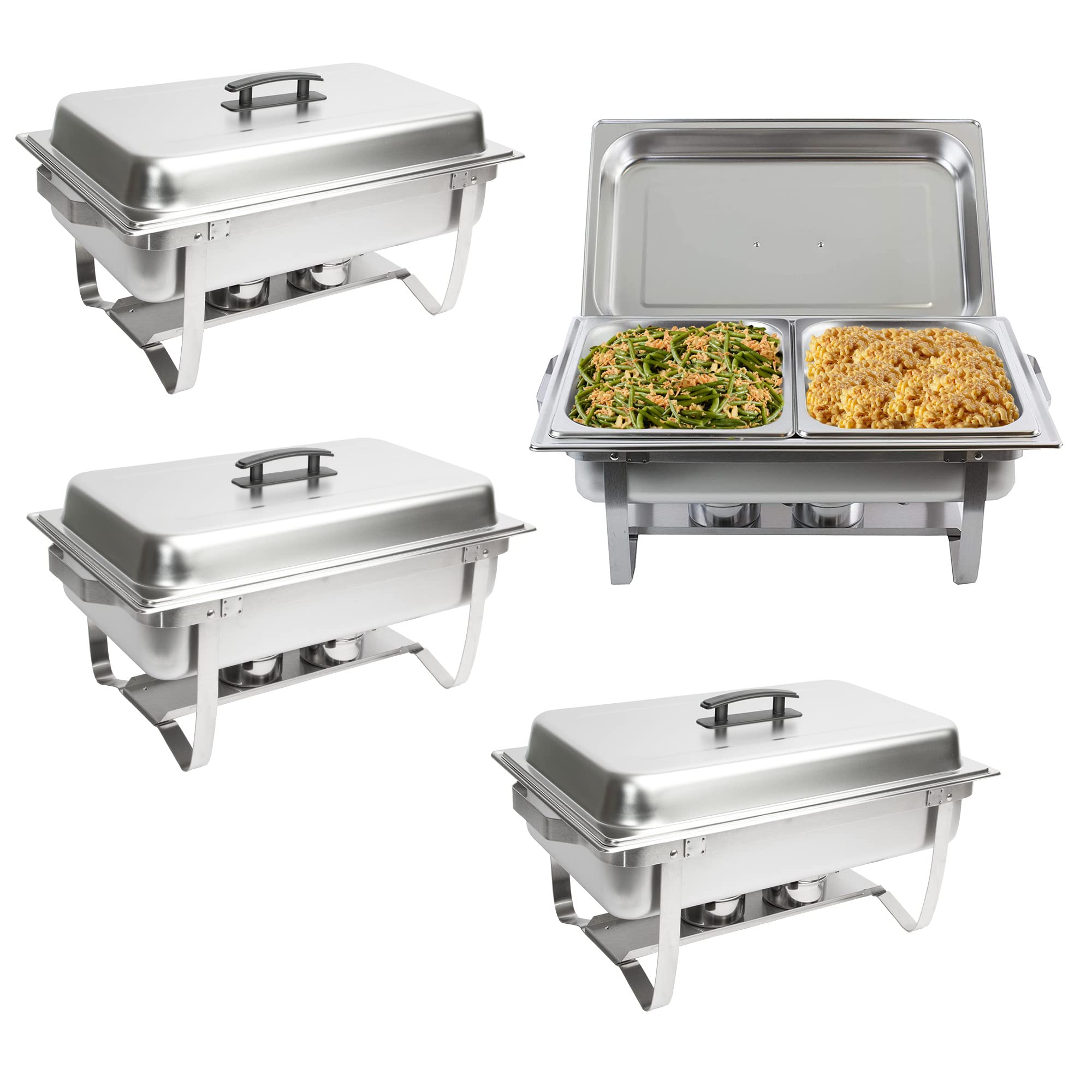 Ehomea2Z Chafing Dish Buffet Set (4 Pack) Chafers 8Qt Buffet Servers And Warmers, Chaffing Servers With Covers, Catering, Chafer