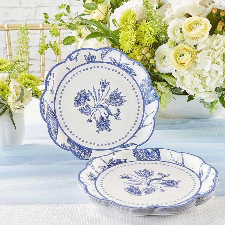 Kate Aspen 32 Pcs Blue Willow Paper Plates, 9 Inch Heavy Duty Disposable Party Plates, Party Supplies Tableware For Birthday, We