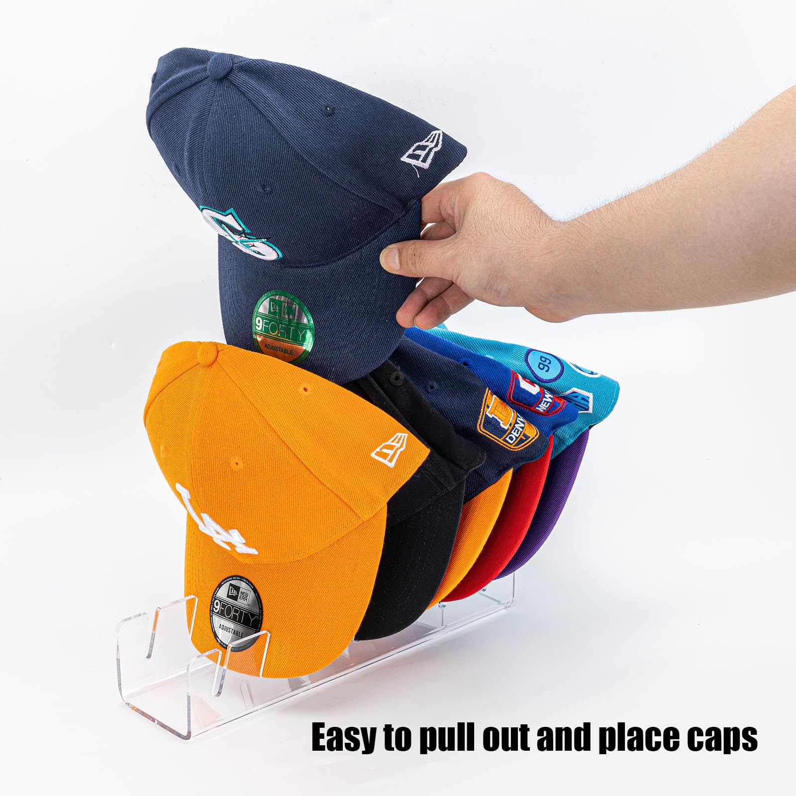 Siprde Hat Stand For Baseball Caps Display And Organizer - 2 Pack, No Install Acrylic Hat Holder For 14 Baseball Caps For Bedroo