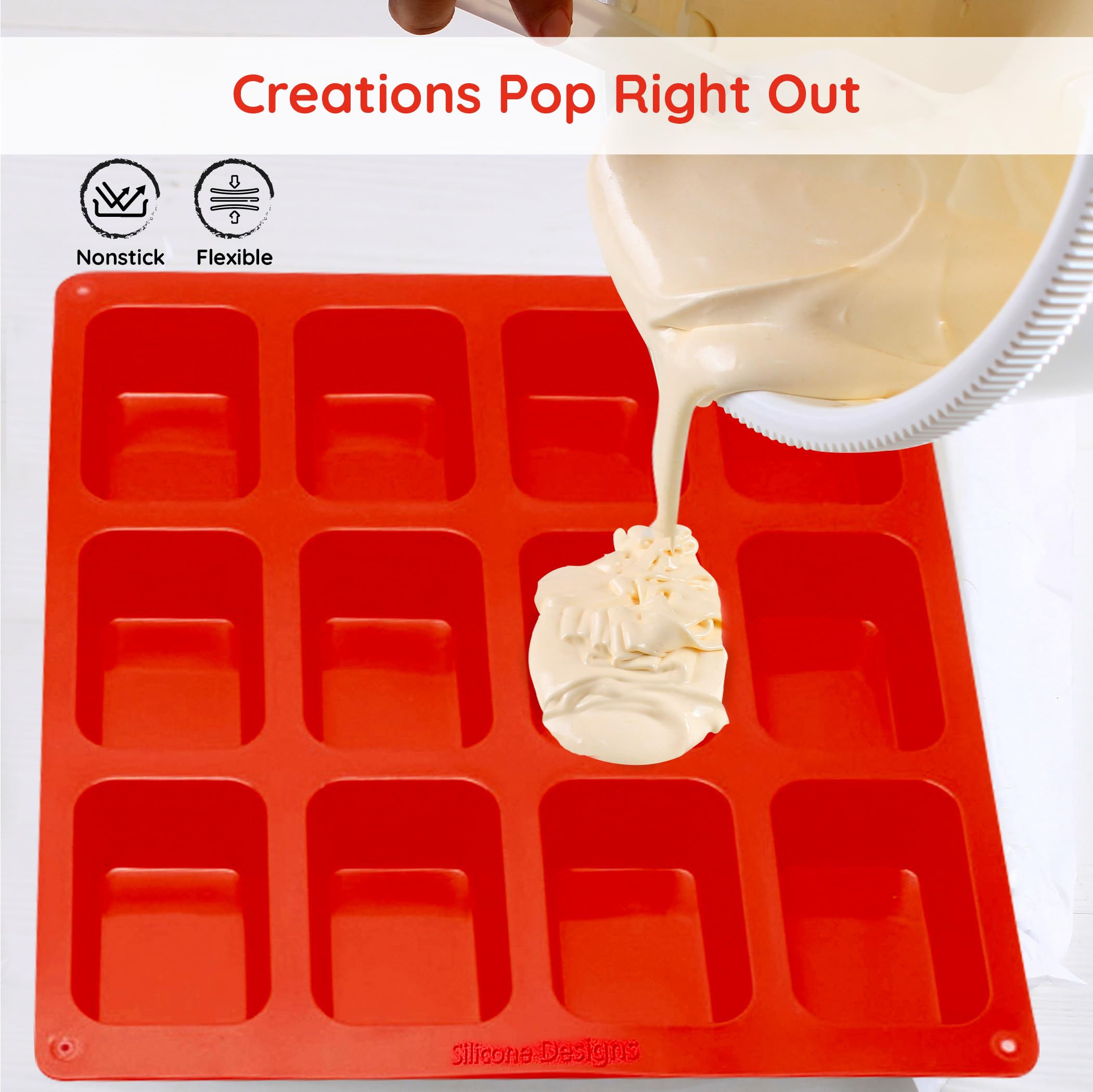 Silicone Mini Bread Pan (2Pcs) 12-Loaf Nonstick Bakeware Set | 2.9'' X 2'' X 1'' Rectangle Mold | Explore Culinary Artistry With