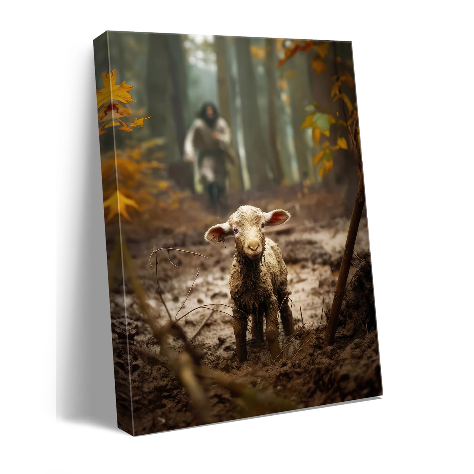 Ploceiny Christian Gifts For Women-Men,Jesus Canvas Home Decor For Prayer Room Christmas Decorations Jesus Running After Lost La