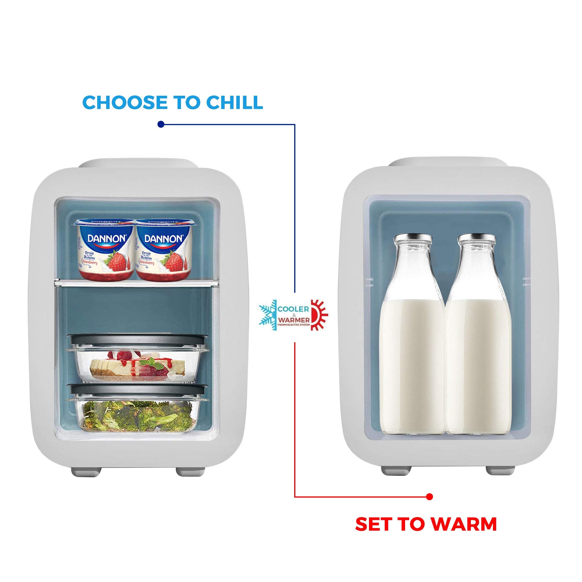 Caynel Mini Fridge Cooler And Warmer, (4Liter / 6Can) Portable Compact Personal Fridge, Ac/Dc Thermoelectric System, 100% Freon-