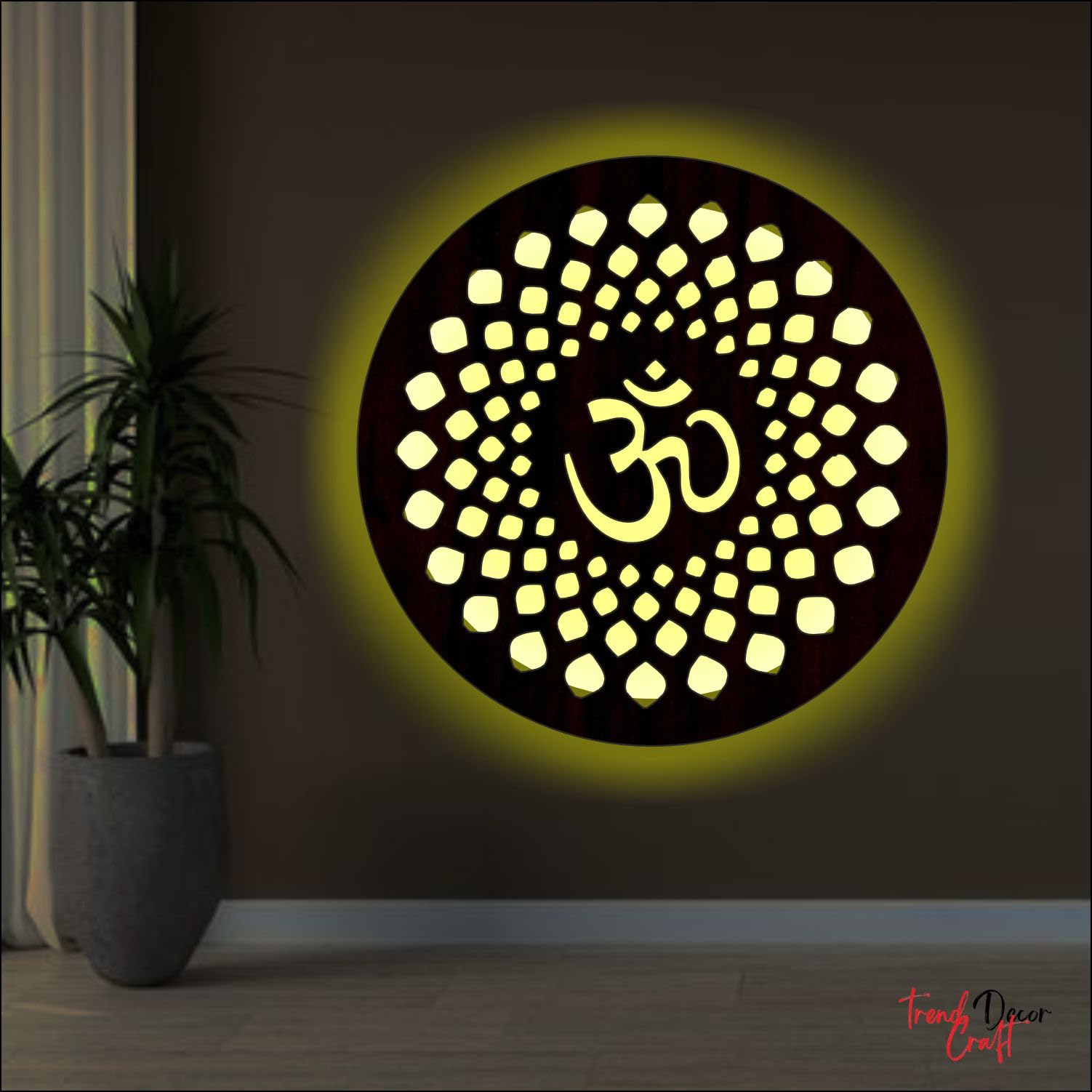 Trenddecor Craft - In Om Mandala Wall Light Led Light Wall Decor For Living Room, Bedroom, Yoga Room, Meditation Room (16 X 16 I