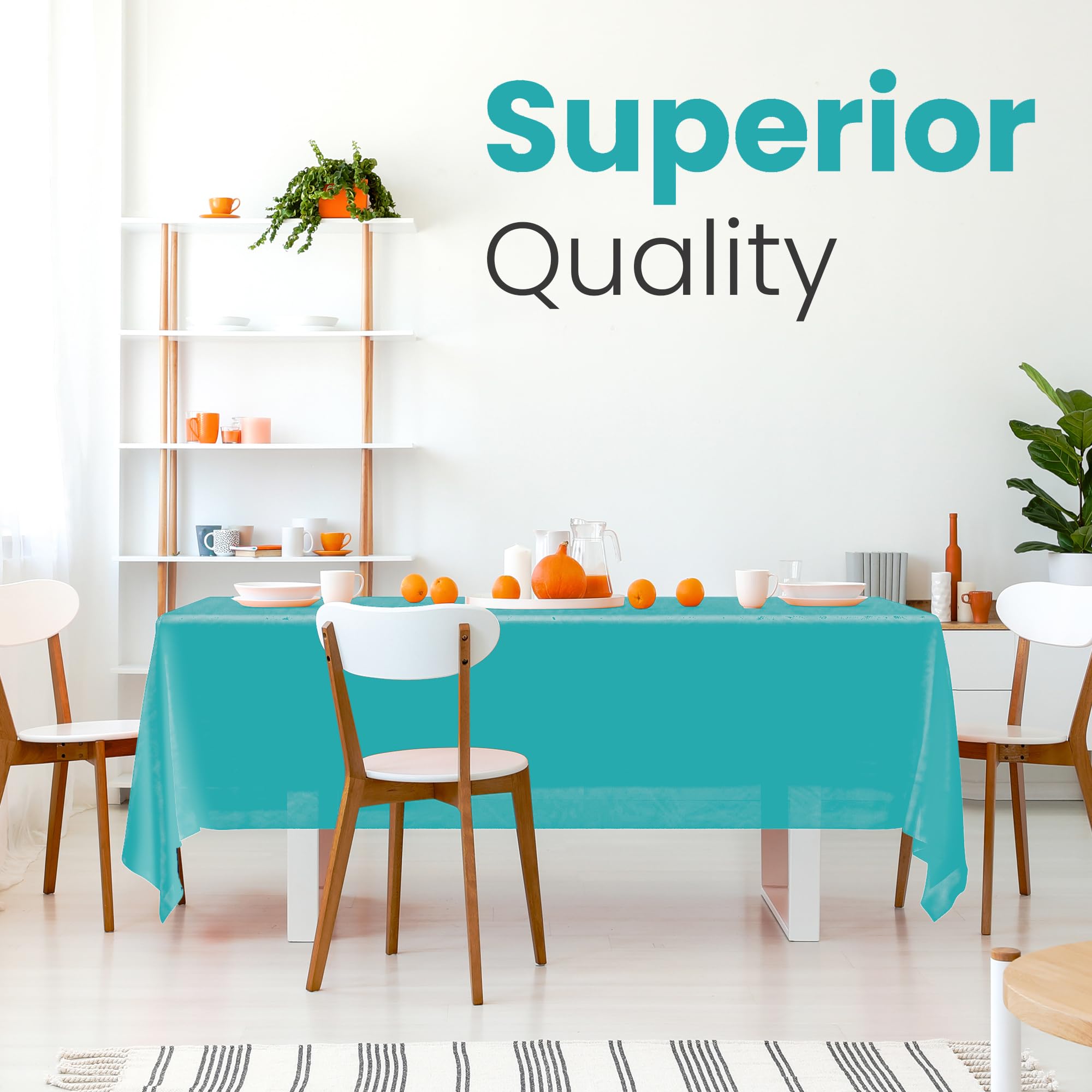14 Pack Premium Turquoise Plastic Tablecloth - 54 X 108 In. Disposable Rectangle Plastic Table Cloth - Decorative Rectangle Tabl