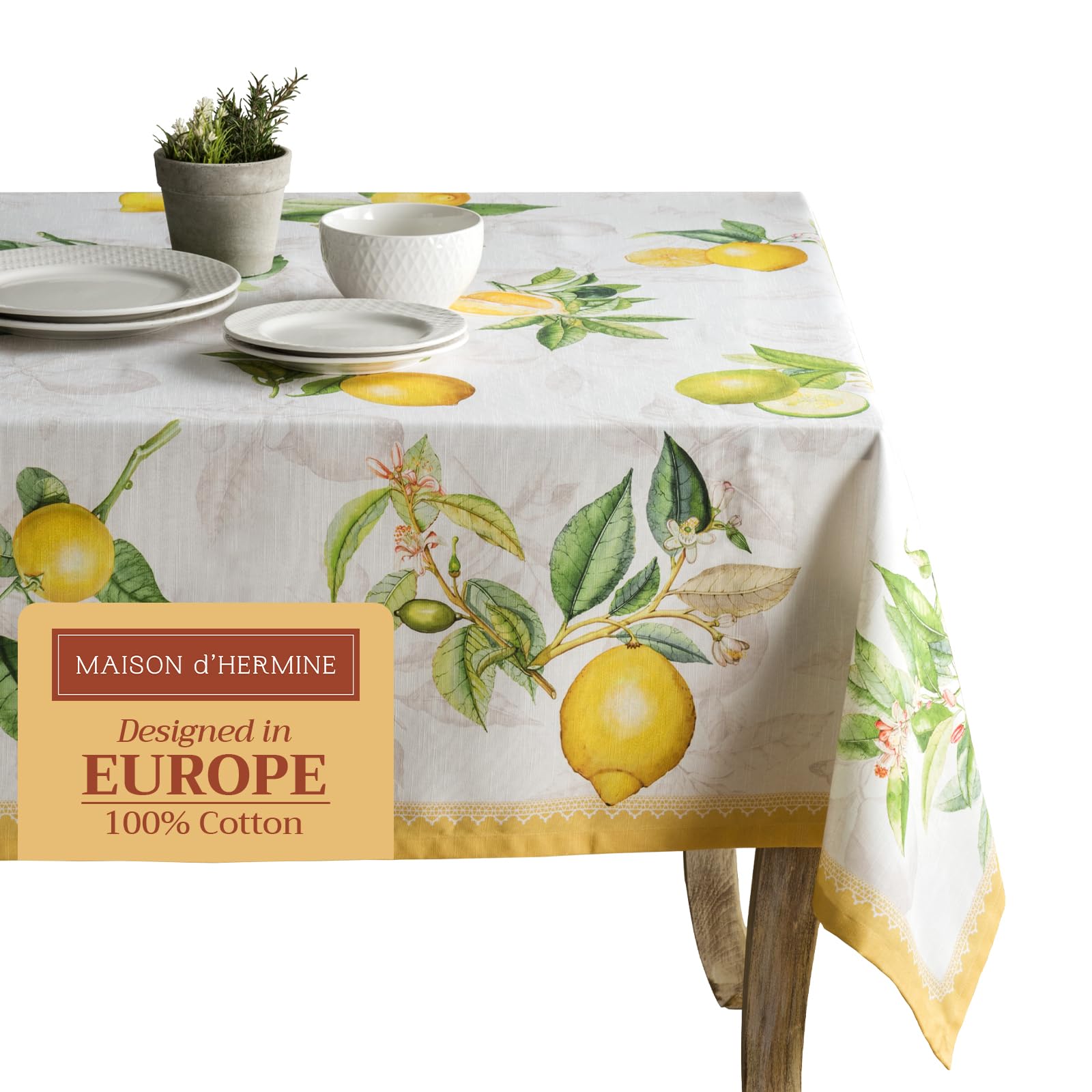 Maison d Hermine Table Cloth Rectangle Table 100% Cotton 70 x 90 Inches Tablecloth Reusable Decorative for Dining Room, Farmhou
