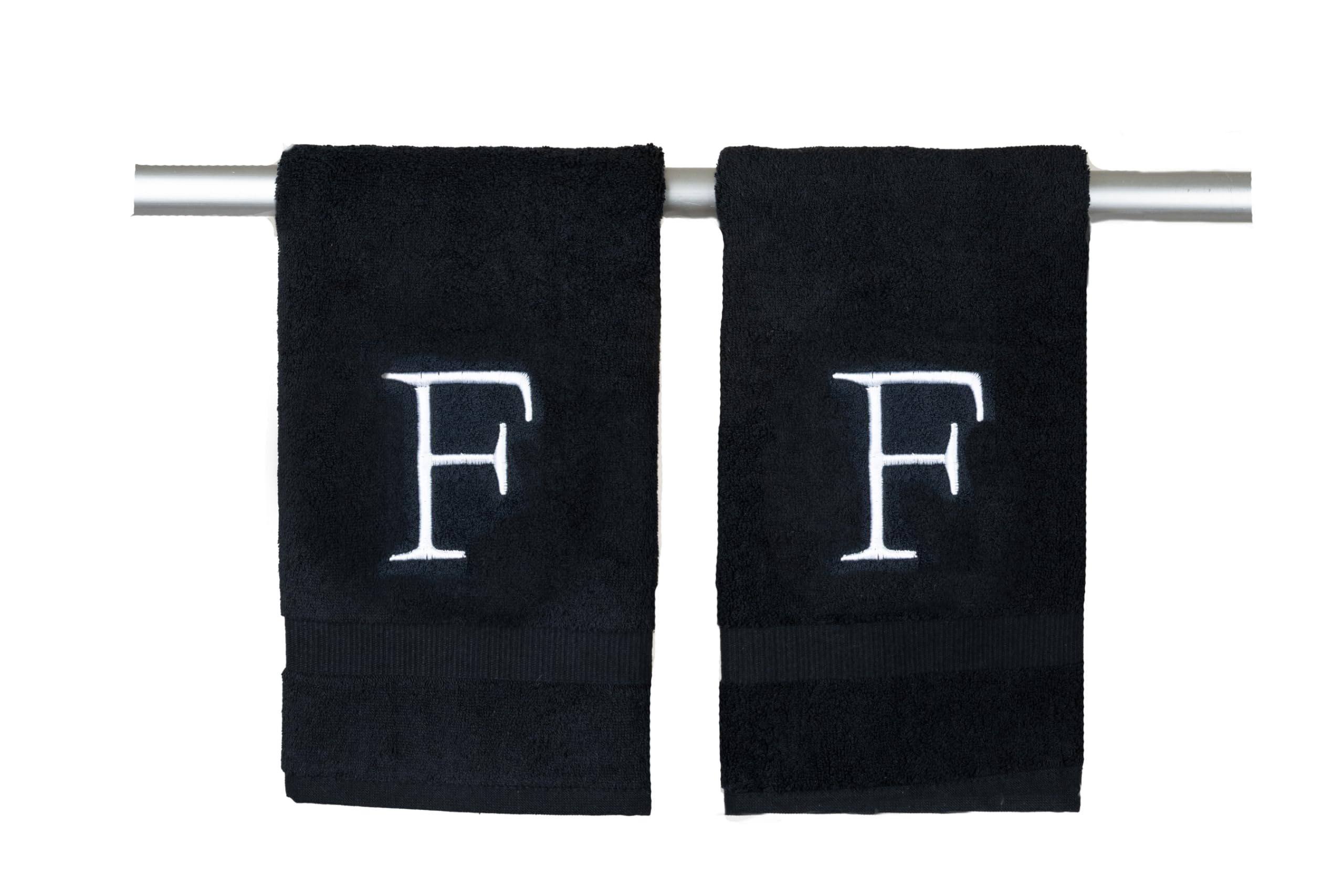 Black Monogrammed Hand Towel For Bathroom - Initial Hotel Quality Decorative Embroidered Luxury Towel For Powder Room, Spa - Got