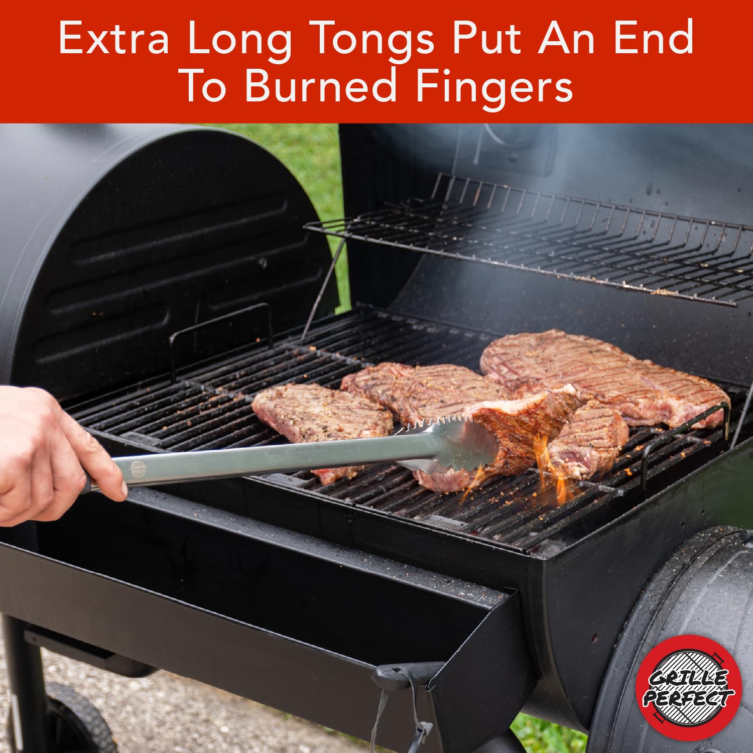 Grill Tongs 24-Inch Super Long Extra Heavy Duty For Grilling And Barbecue Heat Resistant Hand Grips Stainless Steel For Bbq Outd