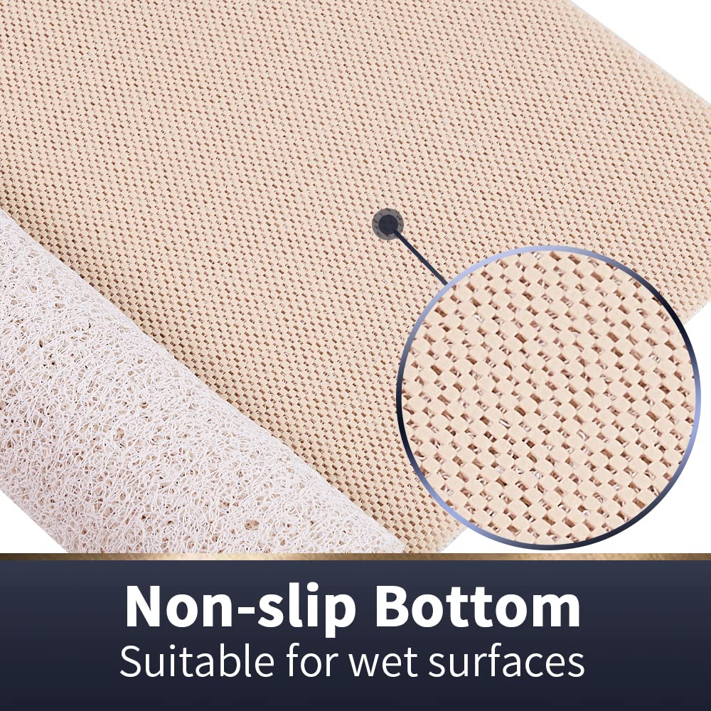 Asvin Soft Textured Bath, Shower, Tub Mat, 47X16 Inch, Phthalate Free, Non Slip Comfort Bathtub Mats With Drain, Pvc Loofah Bath