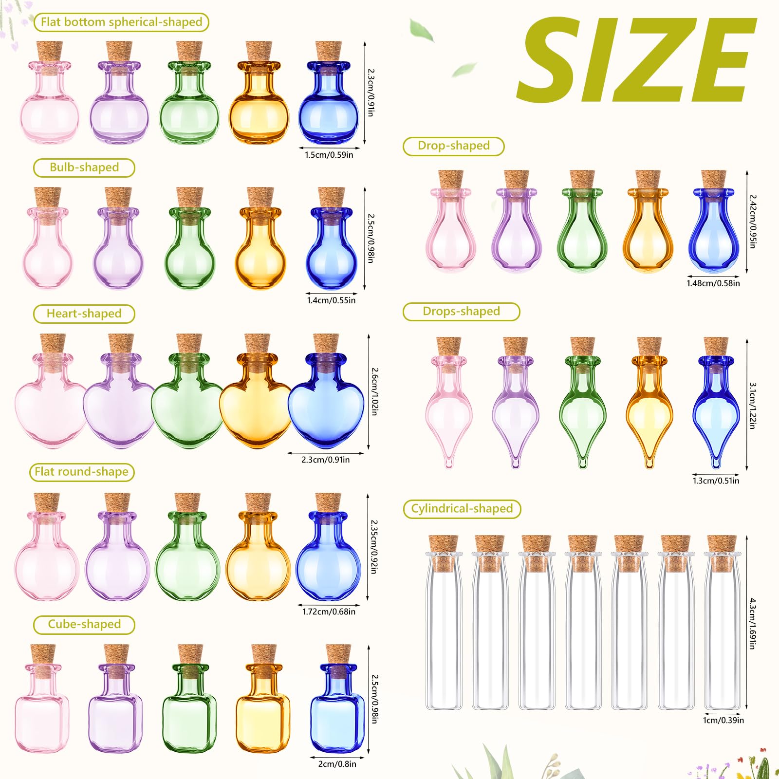 Geiserailie 80 Pieces Tiny Glass Bottles Spell Jars with Cork Stoppers Small Mini Wishing Potion Bottles Witchcraft Supplies for