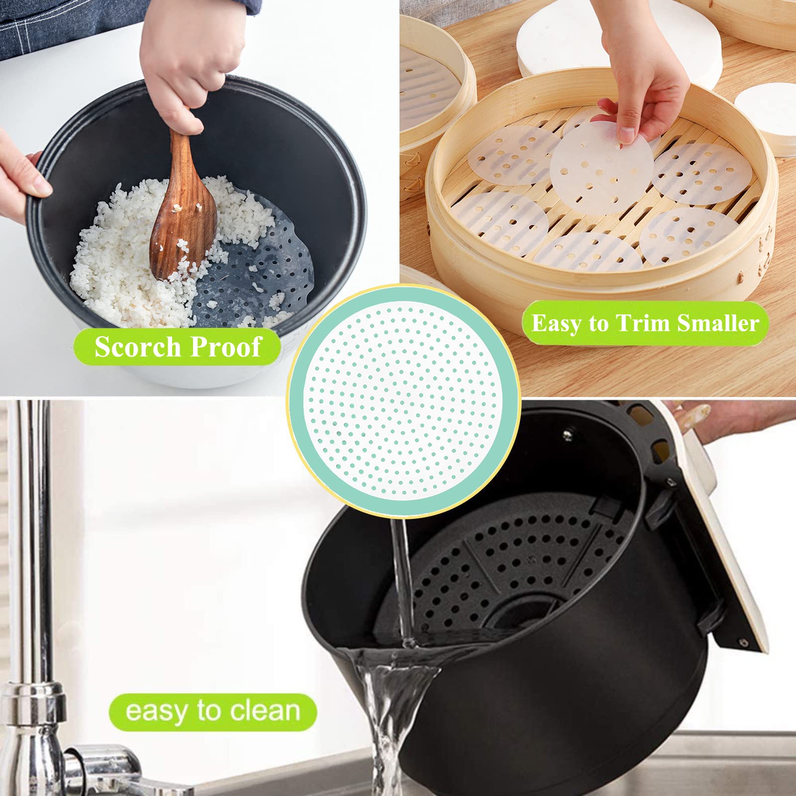 Multipurpose Silicone Liner For Steamer, Air Fryer, Pressure Cooker: Upgraded Reusable Air Fryer Liners, Silicone Baking Mat Ste